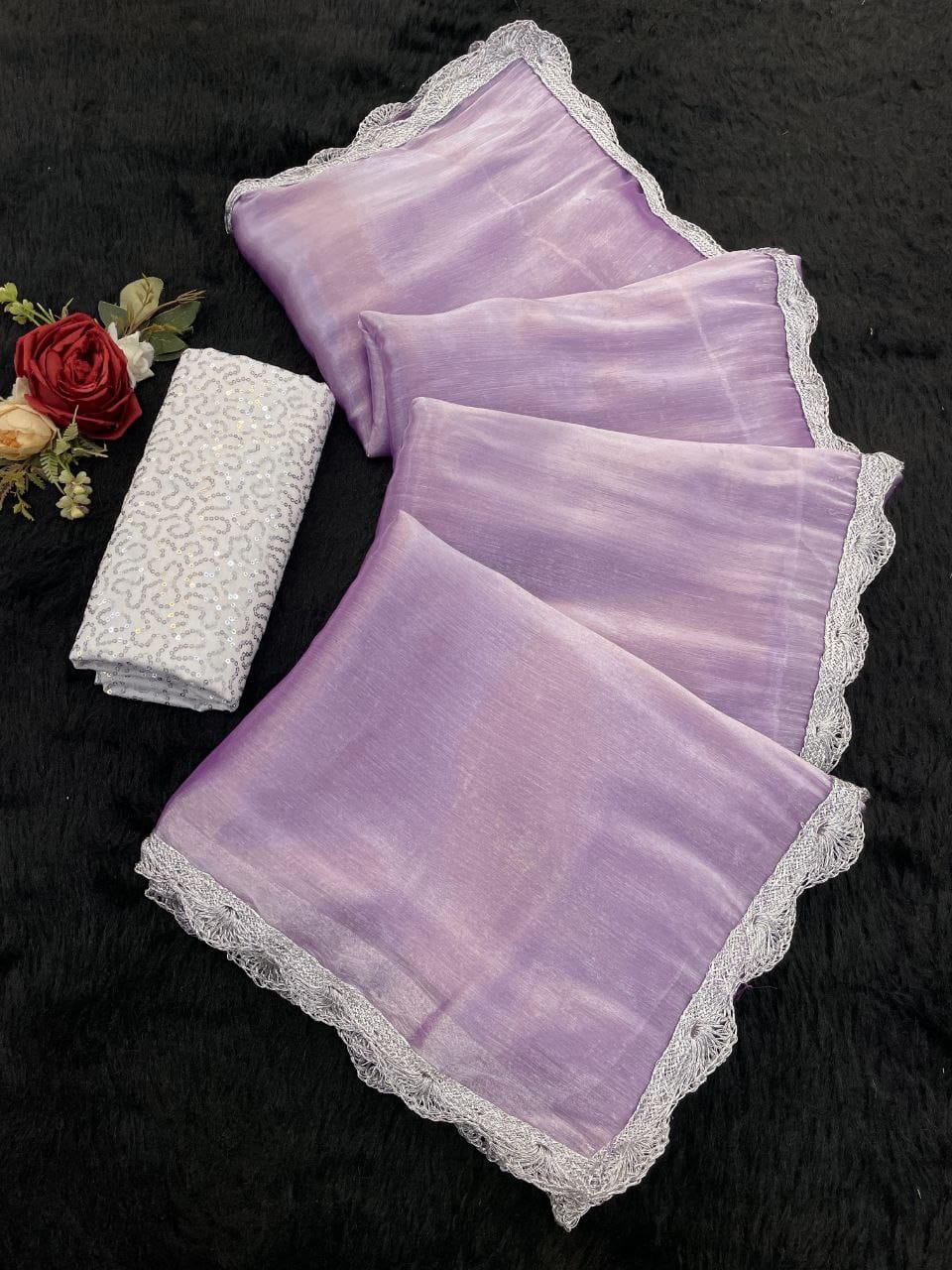 Bollywood Trending Jimmy Choo Saree with Embroidered Blouse Bollywood Trending Jimmy Choo Saree with Embroidered Blouse