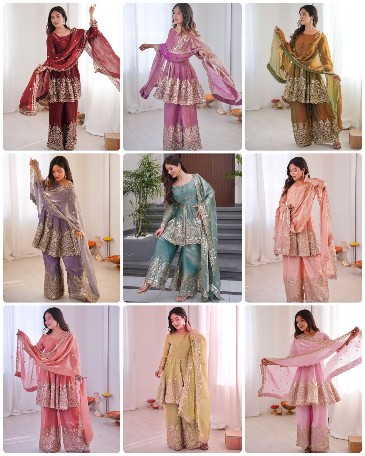 Designer Party Wear Fandy Silk Set with Mirror Work (Code: SSC-658) Designer Party Wear Fandy Silk Set with Mirror Work (Code: SSC-658)