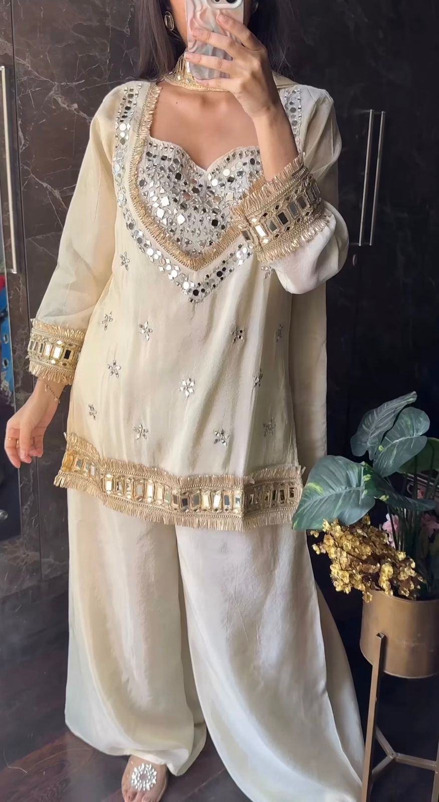 Party Wear Chinon Dress Set with Mirror Work Party Wear Chinon Dress Set with Mirror Work