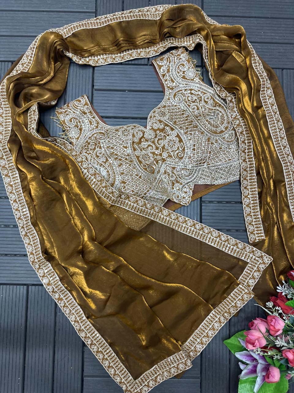 Ready to Wear Embroidery Sequence Work Saree with Blouse Ready to Wear Embroidery Sequence Work Saree with Blouse