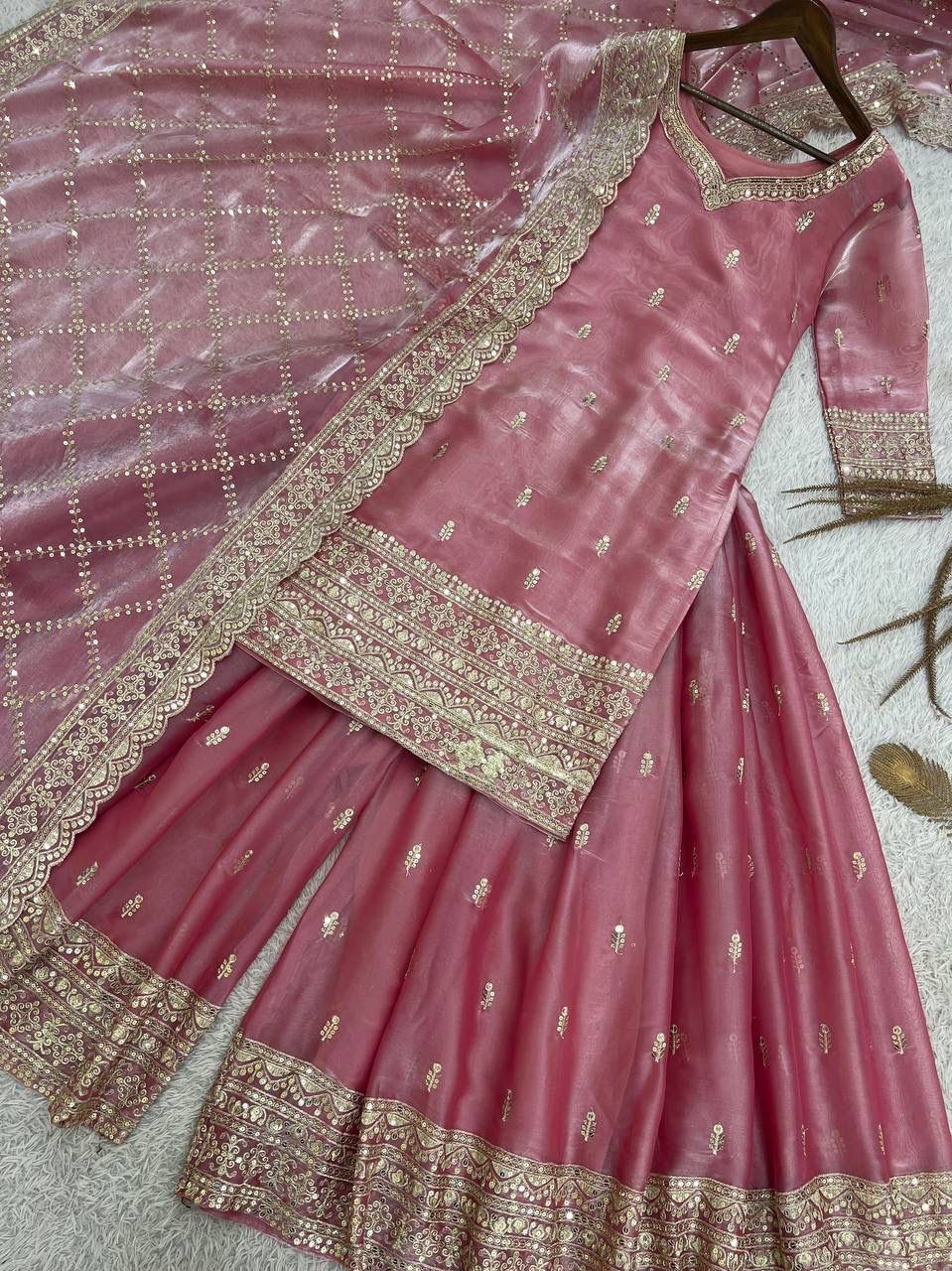 Ready-to-Wear Fancy Embroidered Top-Plazzo Set with Dupatta Ready-to-Wear Fancy Embroidered Top-Plazzo Set with Dupatta