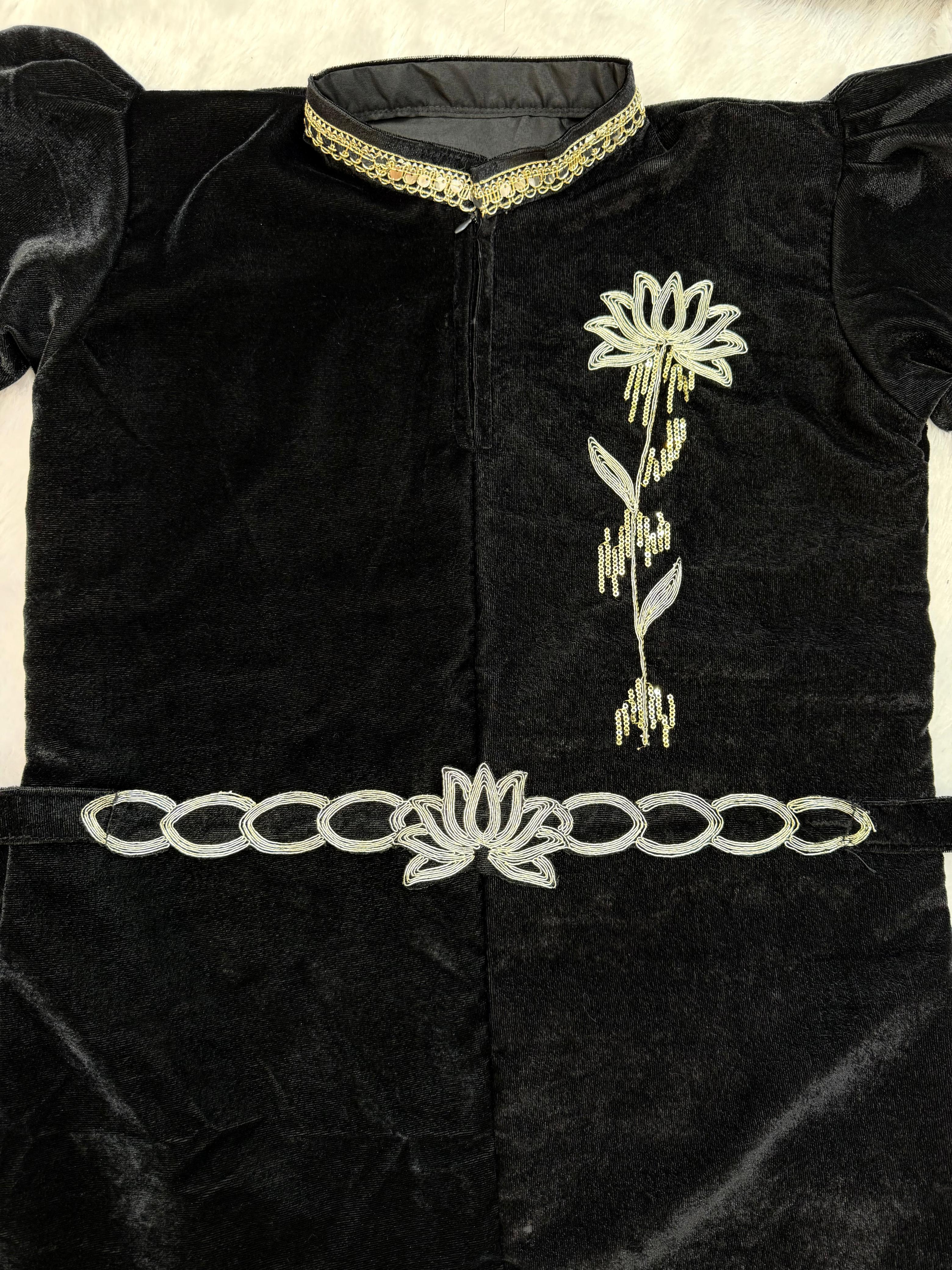 Indo-Western Embroidered Velvet Saree Set Indo-Western Embroidered Velvet Saree Set