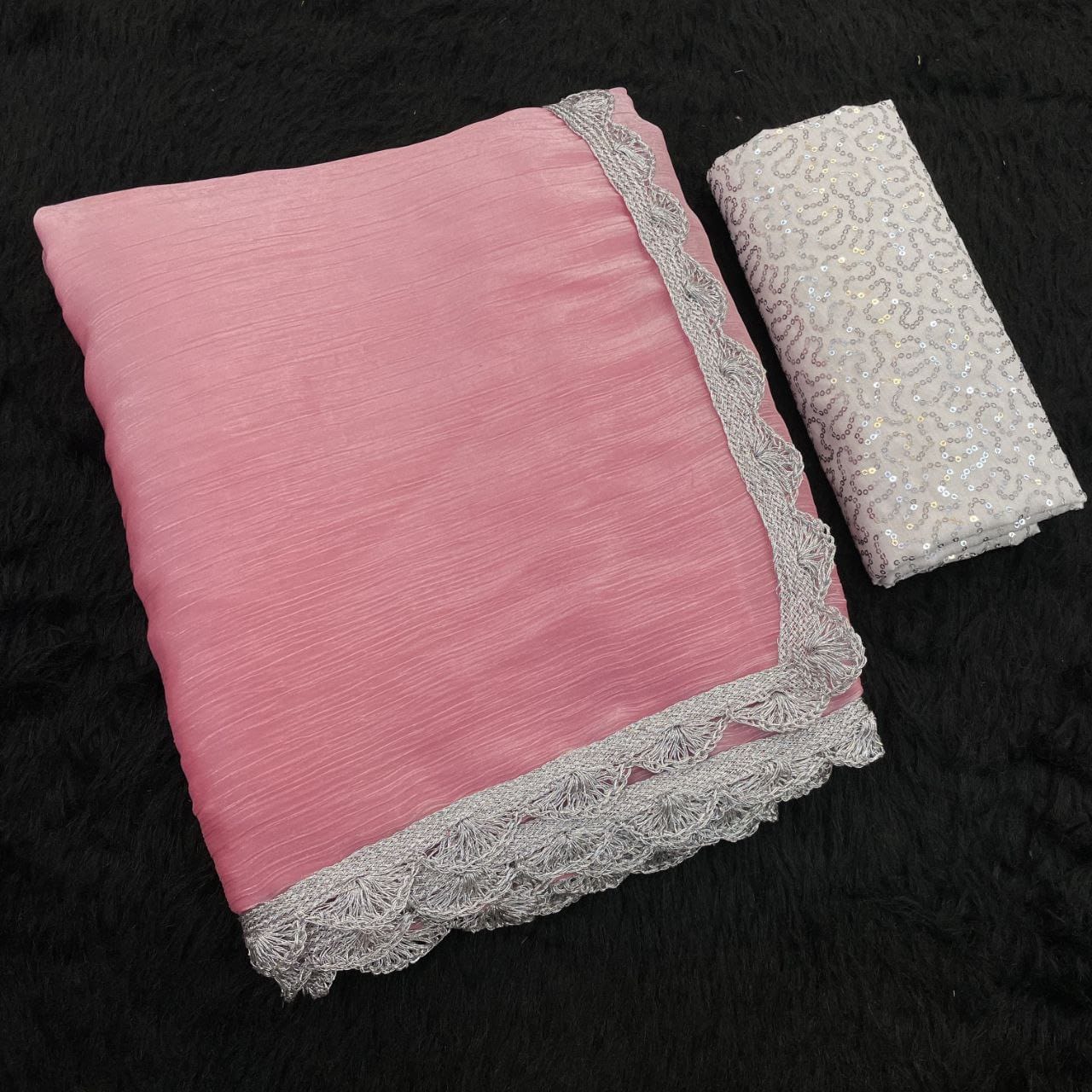 Bollywood Trending Jimmy Choo Saree with Embroidered Blouse Bollywood Trending Jimmy Choo Saree with Embroidered Blouse