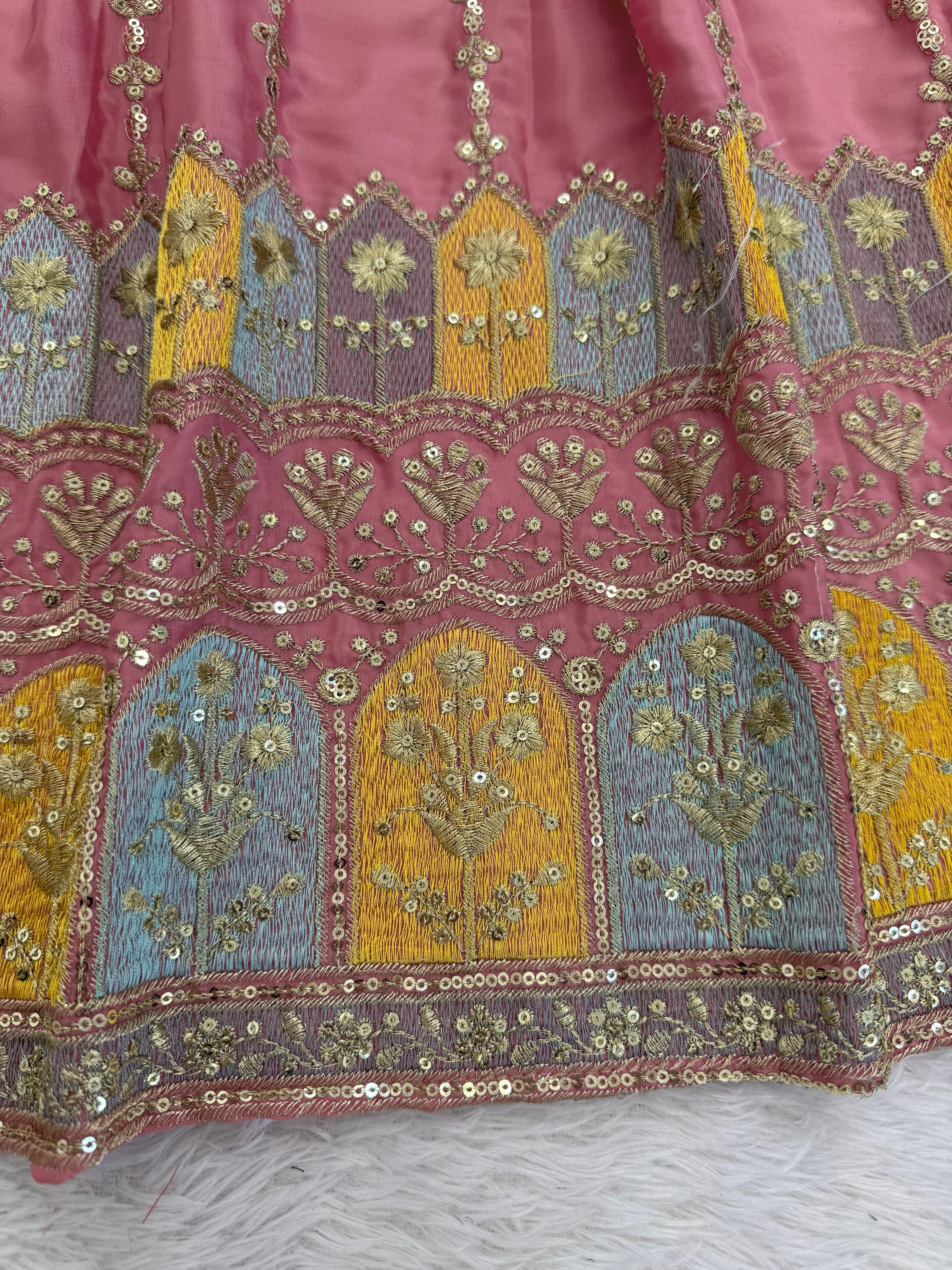 Chinon Silk Anarkali Gown with Organza Dupatta Chinon Silk Anarkali Gown with Organza Dupatta