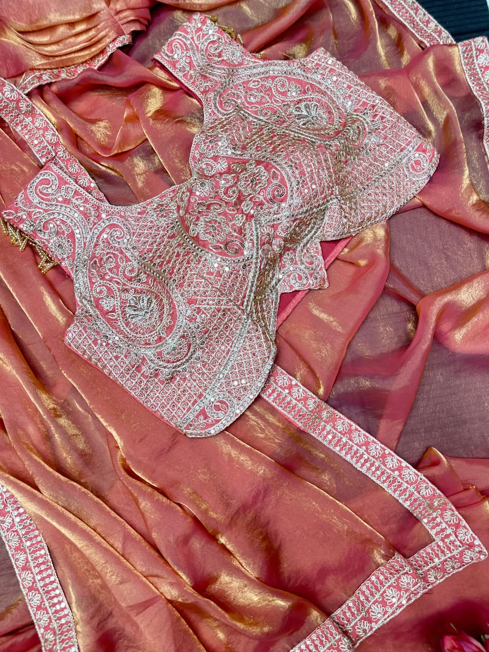 Ready to Wear Embroidery Sequence Work Saree with Blouse Ready to Wear Embroidery Sequence Work Saree with Blouse