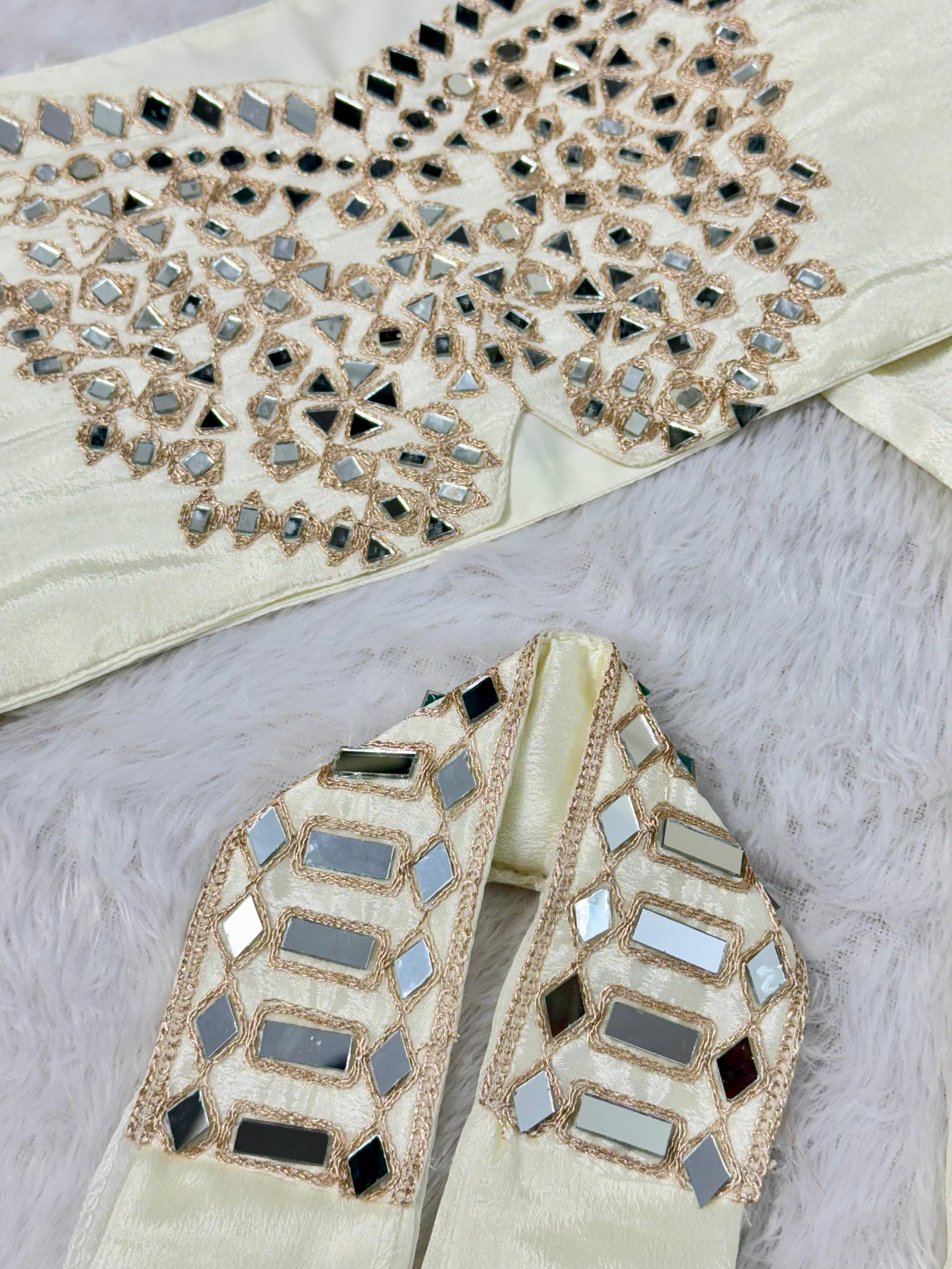 Party Wear Chinon Dress Set with Mirror Work Party Wear Chinon Dress Set with Mirror Work