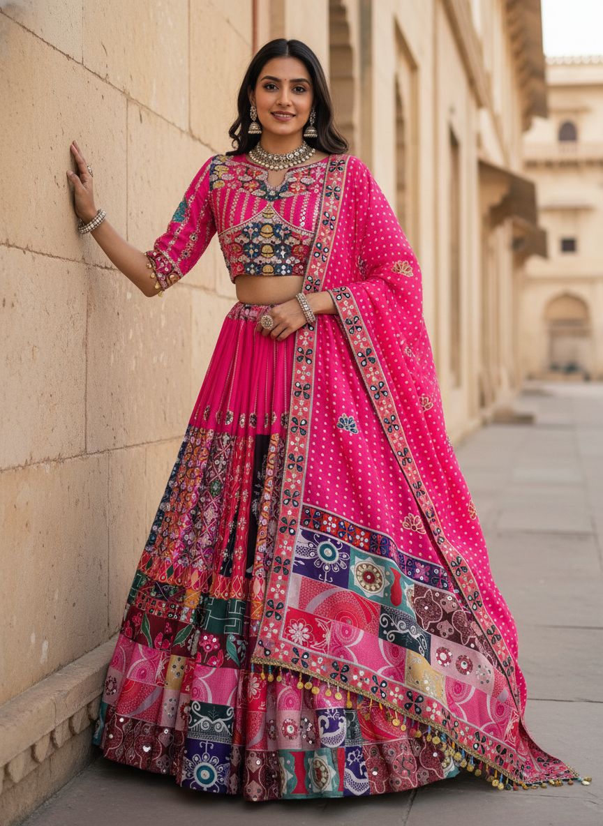 Navratri Special Muslin Cotton Chaniya Choli with Real Mirror Work Navratri Special Muslin Cotton Chaniya Choli with Real Mirror Work