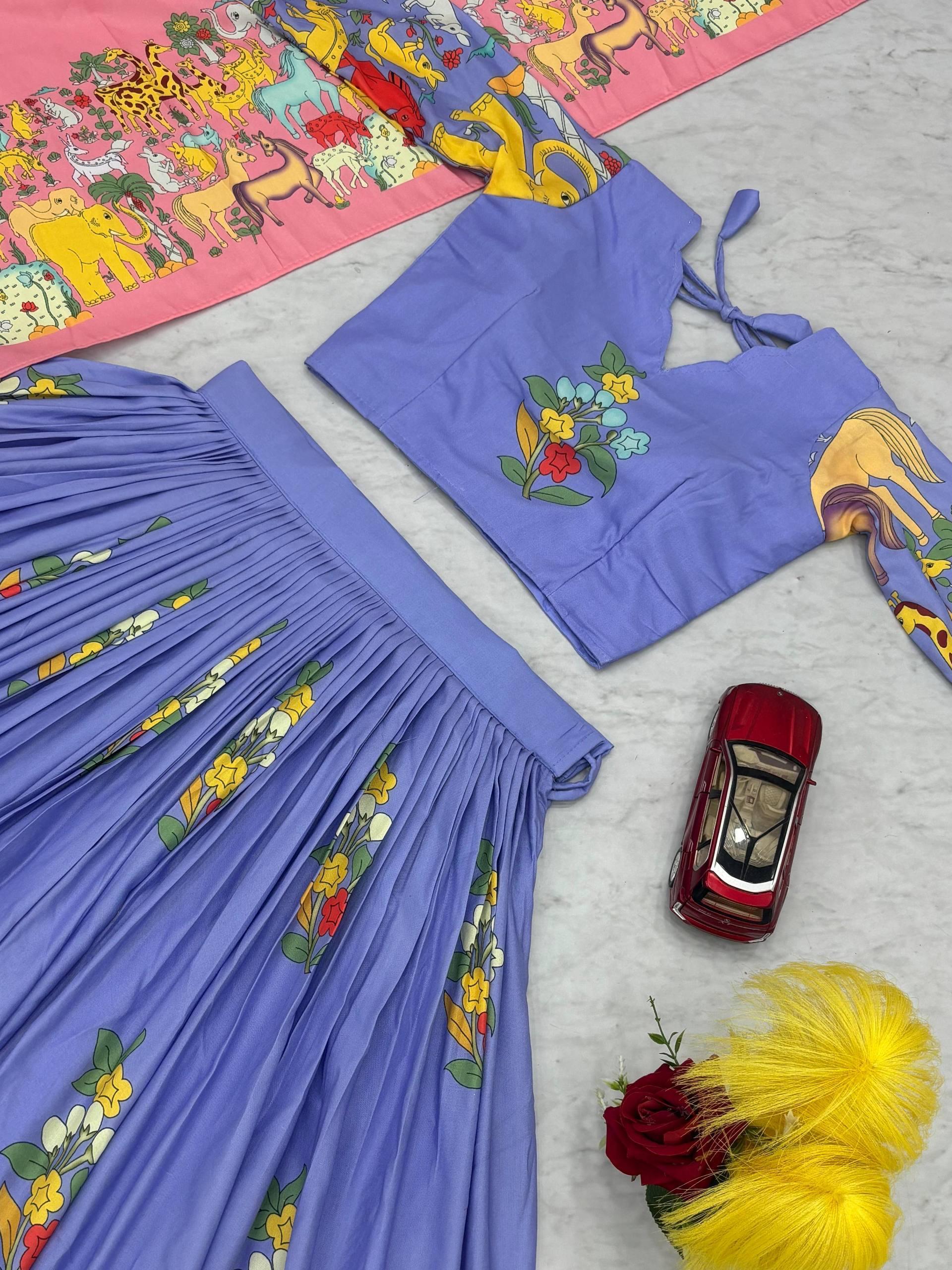 Kalamkari Cotton Lehenga Choli Set Kalamkari Cotton Lehenga Choli Set