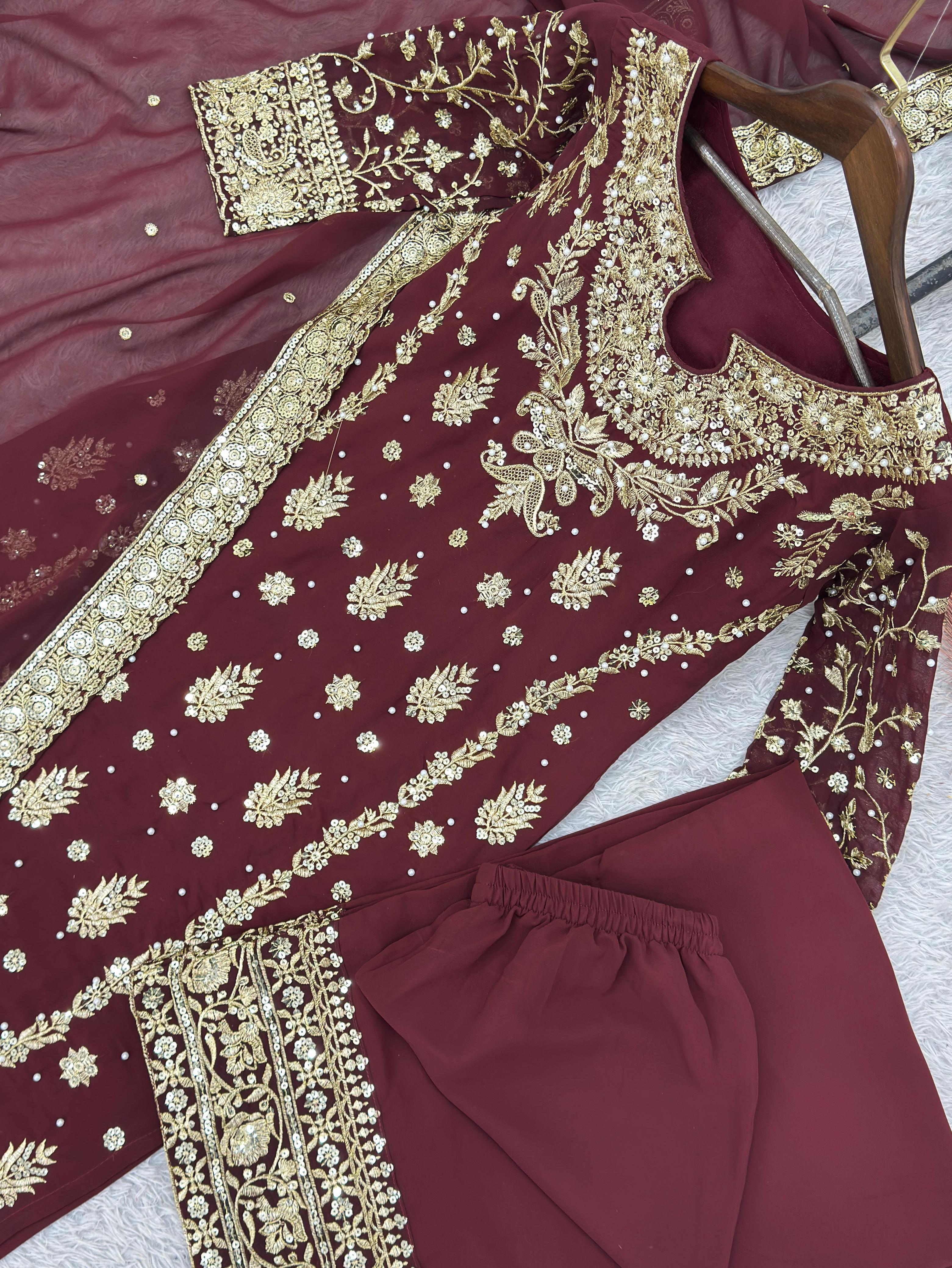 Heavy Embroidered Top-Plazzo Set with Dupatta Heavy Embroidered Top-Plazzo Set with Dupatta