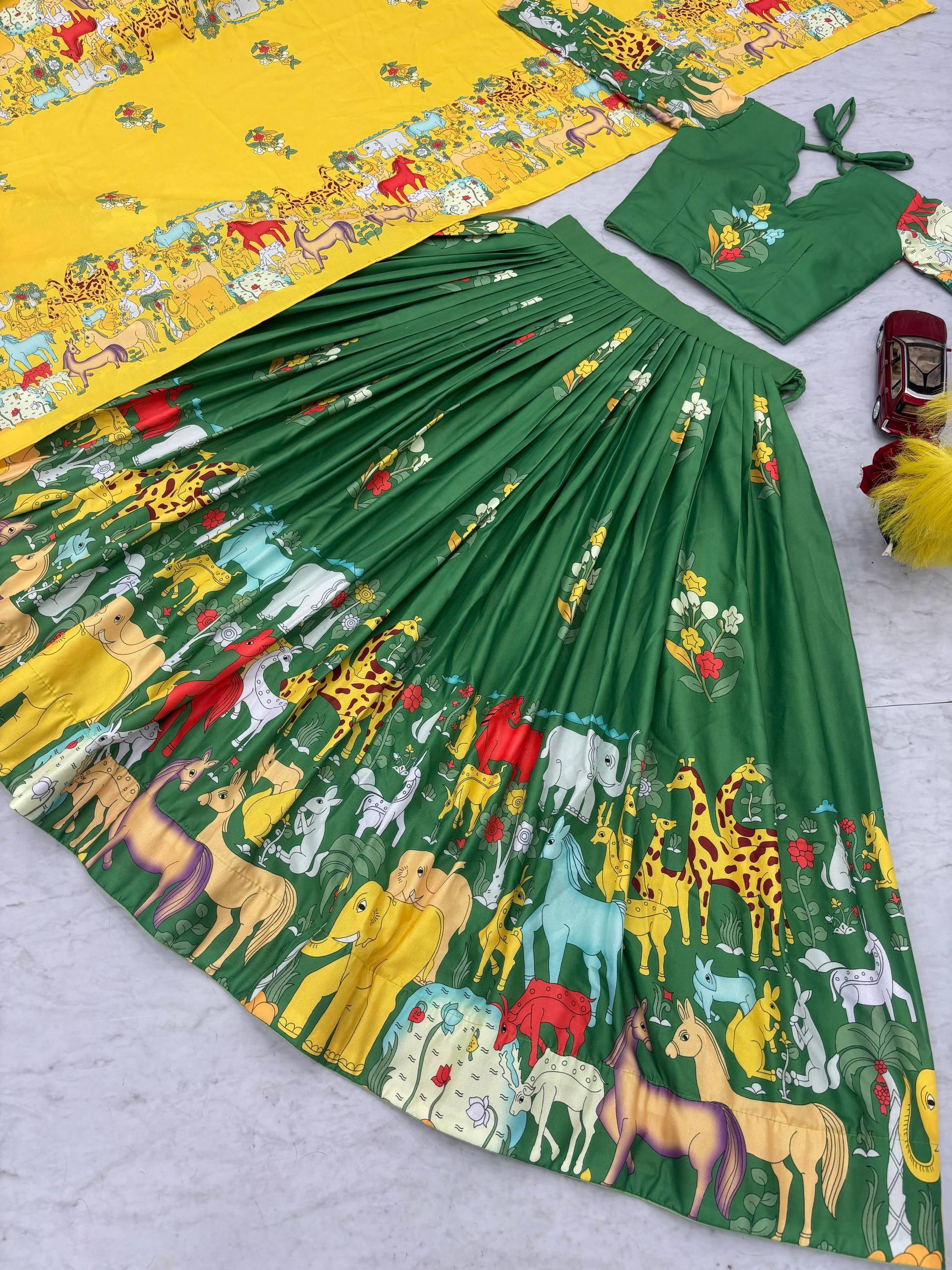 Kalamkari Cotton Lehenga Choli Set Kalamkari Cotton Lehenga Choli Set