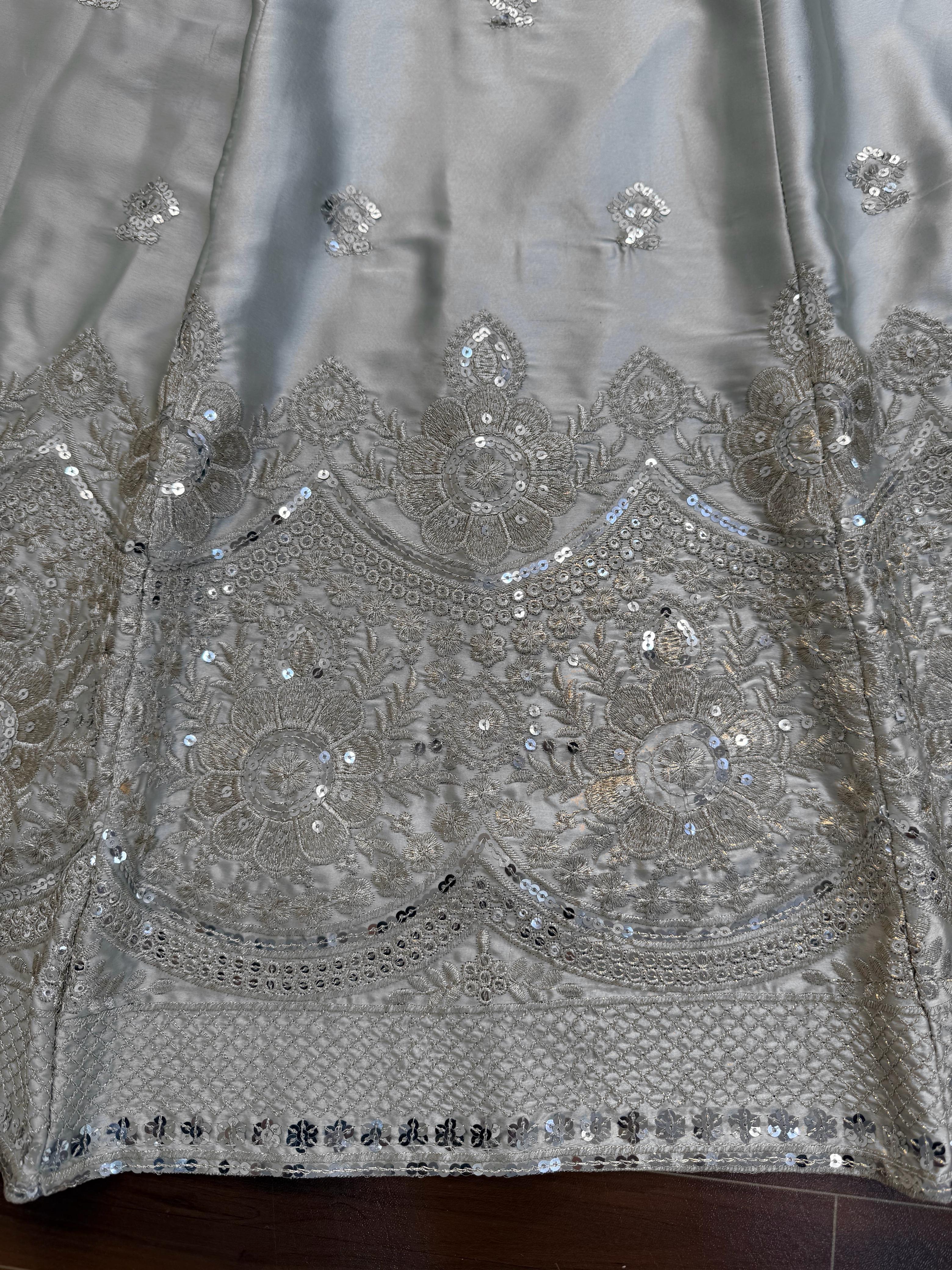 Designer Japan Satin Embroidered Lehenga Choli Set Designer Japan Satin Embroidered Lehenga Choli Set