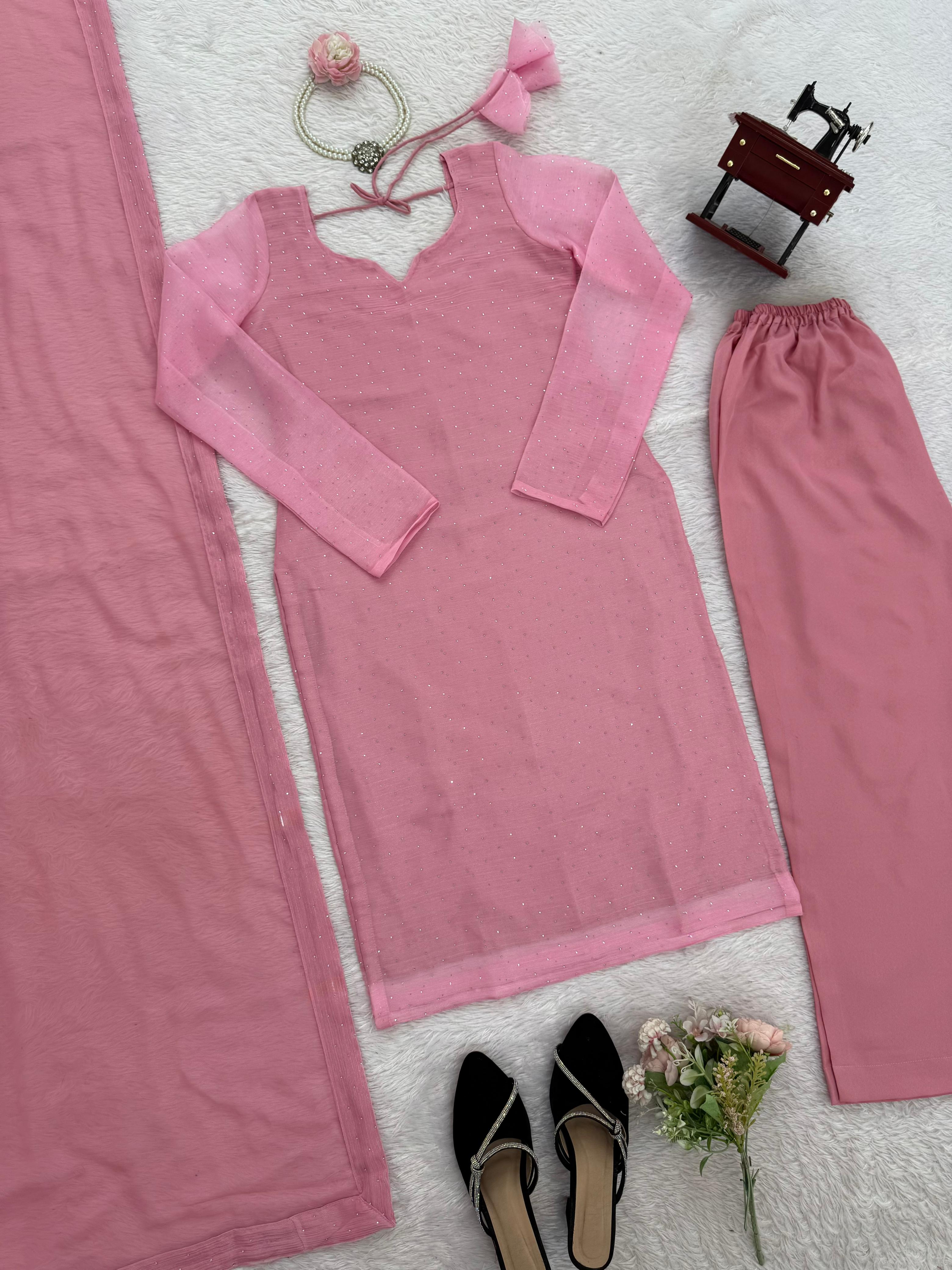 Designer Barbari Silk Suit & Pant Set with Dupatta Designer Barbari Silk Suit & Pant Set with Dupatta