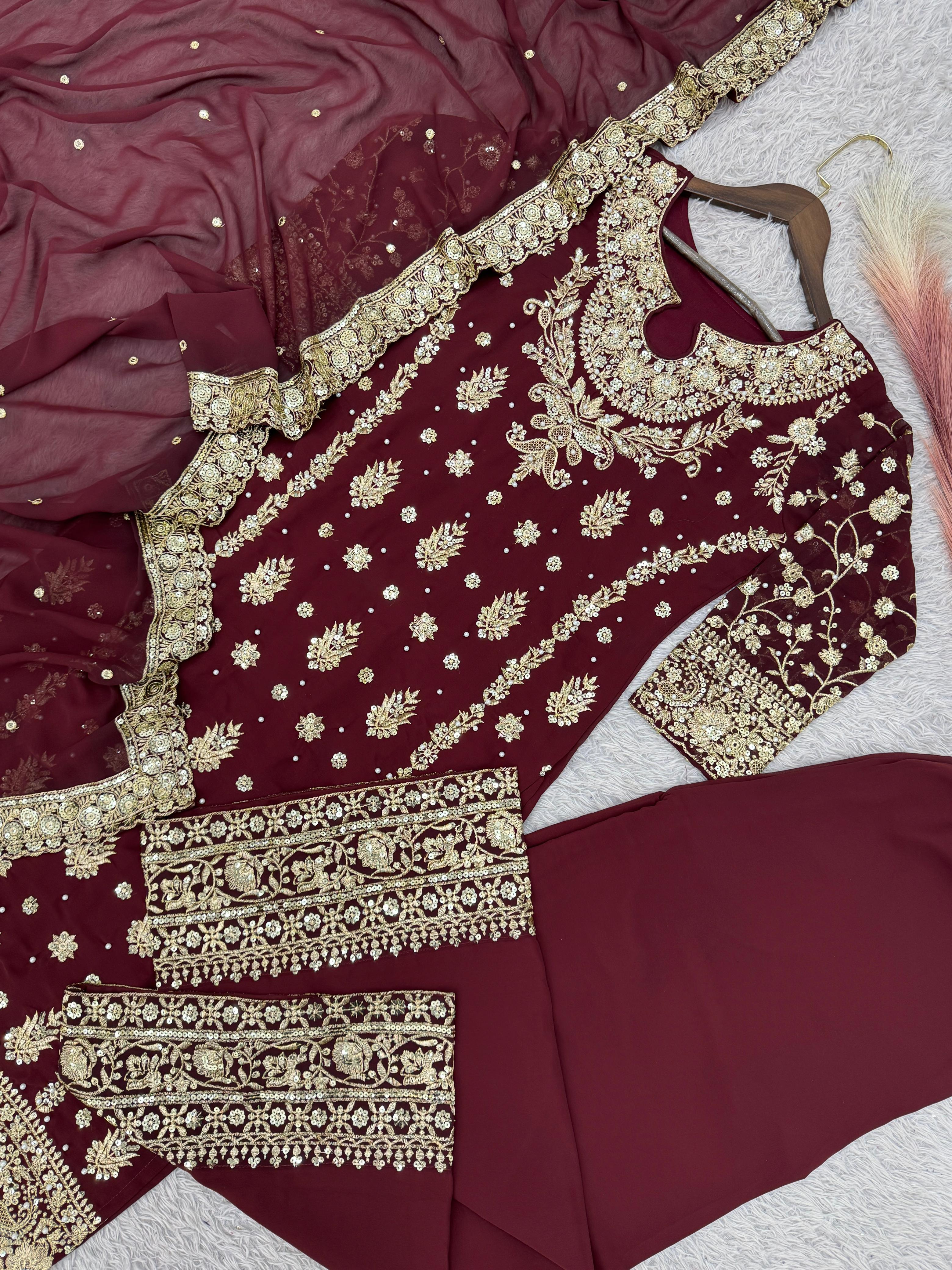 Heavy Embroidered Top-Plazzo Set with Dupatta Heavy Embroidered Top-Plazzo Set with Dupatta