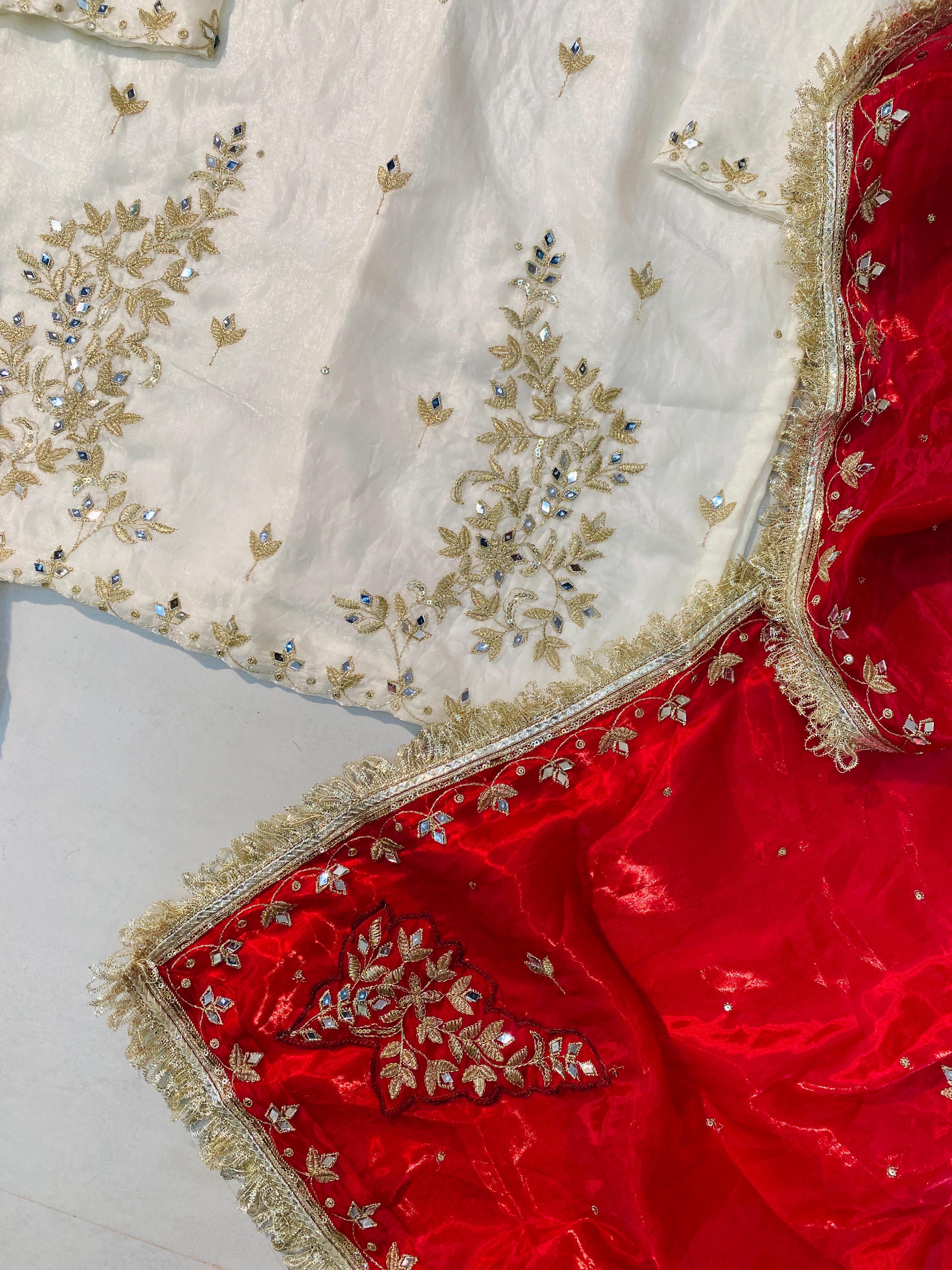 Designer Fendy Sharara Suit Set with Real Mirror Work Designer Fendy Sharara Suit Set with Real Mirror Work