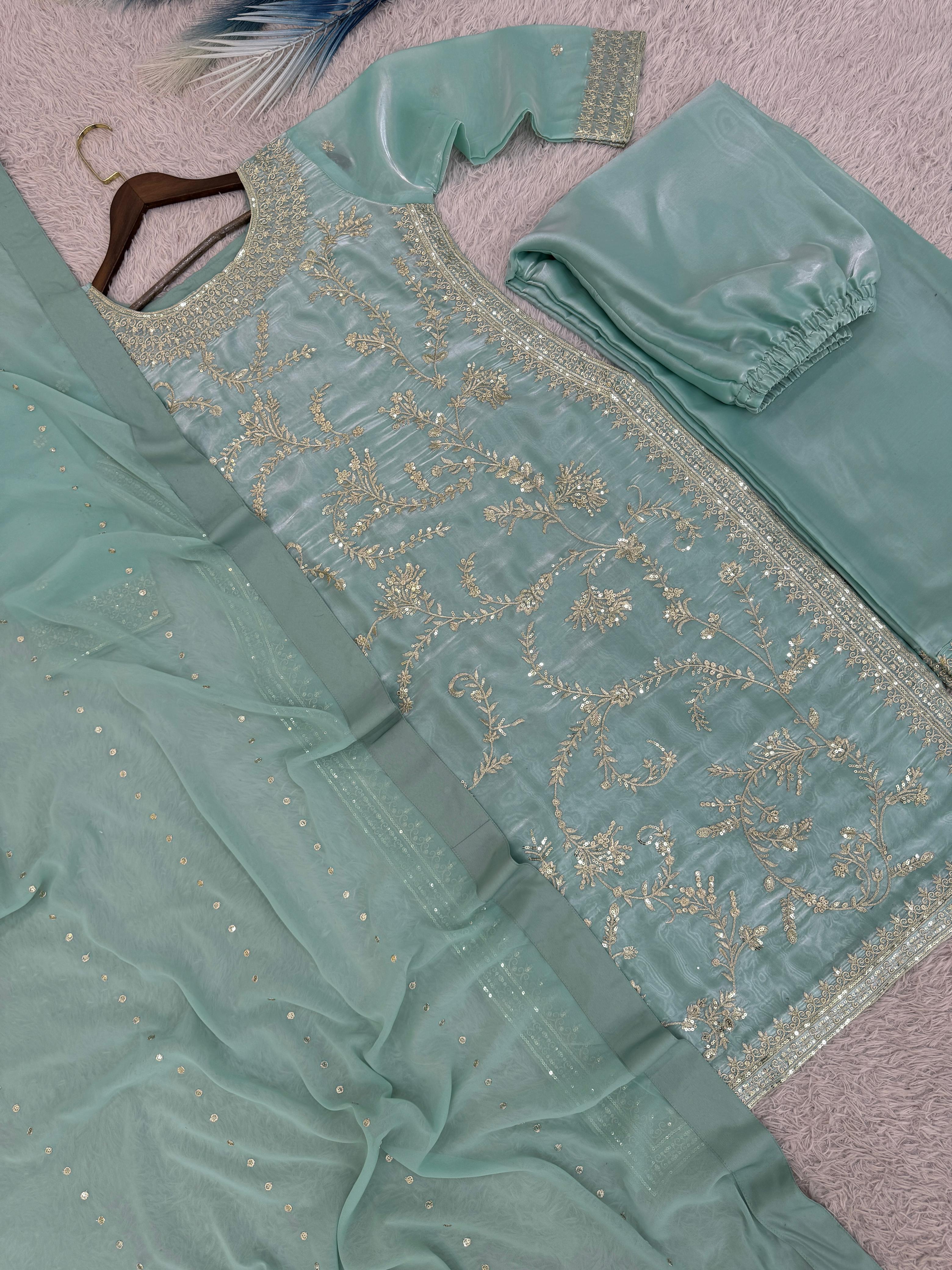 Fancy Embroidered Top-Plazzo Set with Dupatta Fancy Embroidered Top-Plazzo Set with Dupatta