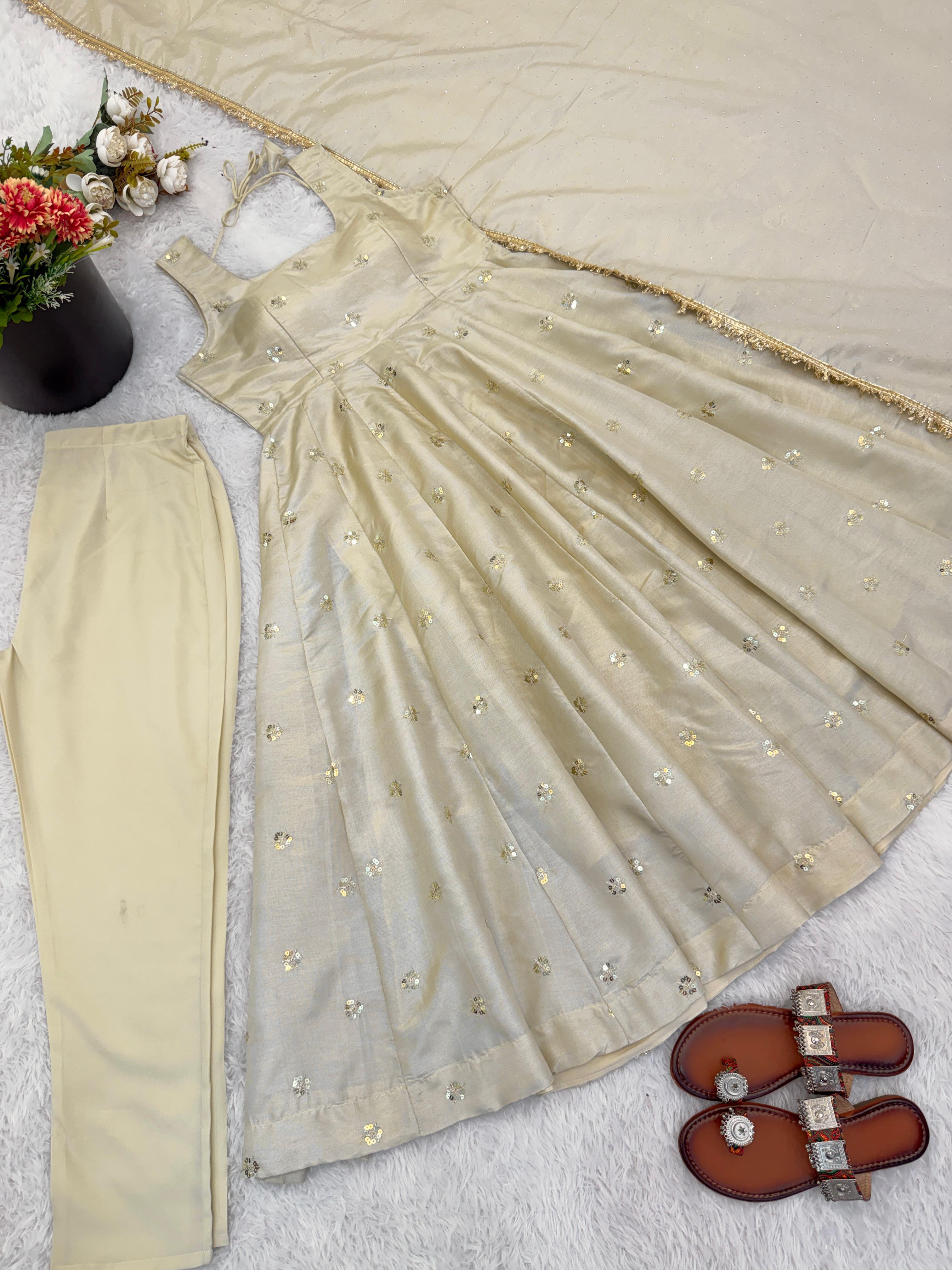 Designer Cosmos Gold Embroidered Gown Set (Code: 5325) Designer Cosmos Gold Embroidered Gown Set (Code: 5325)