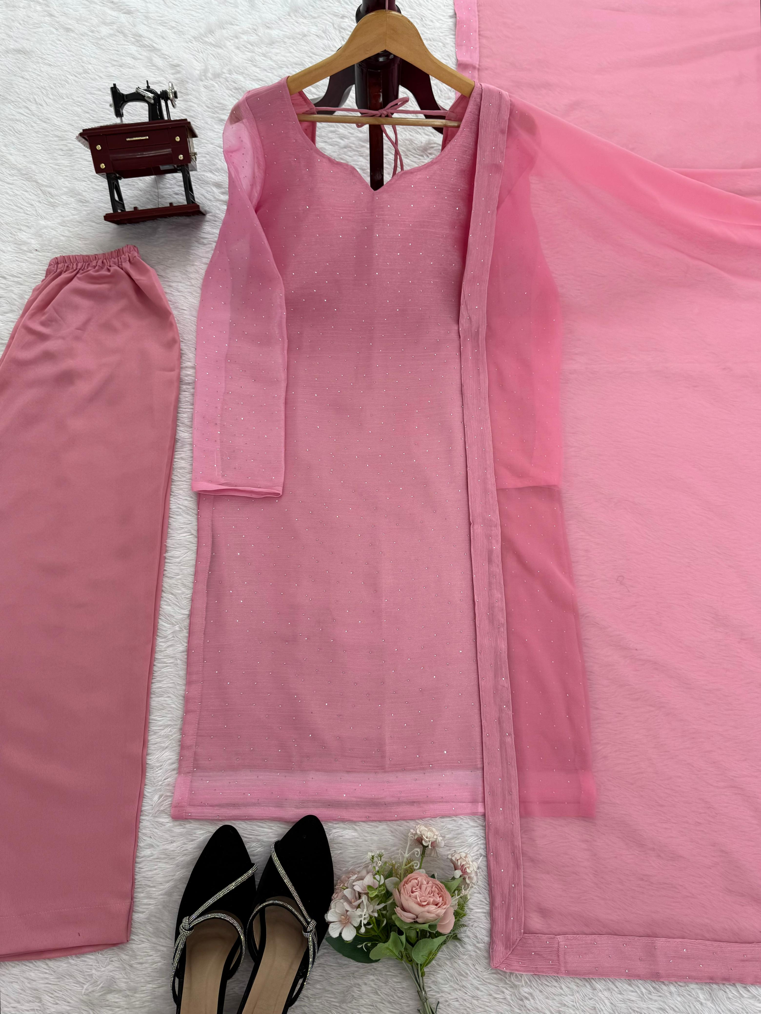 Designer Barbari Silk Suit & Pant Set with Dupatta Designer Barbari Silk Suit & Pant Set with Dupatta