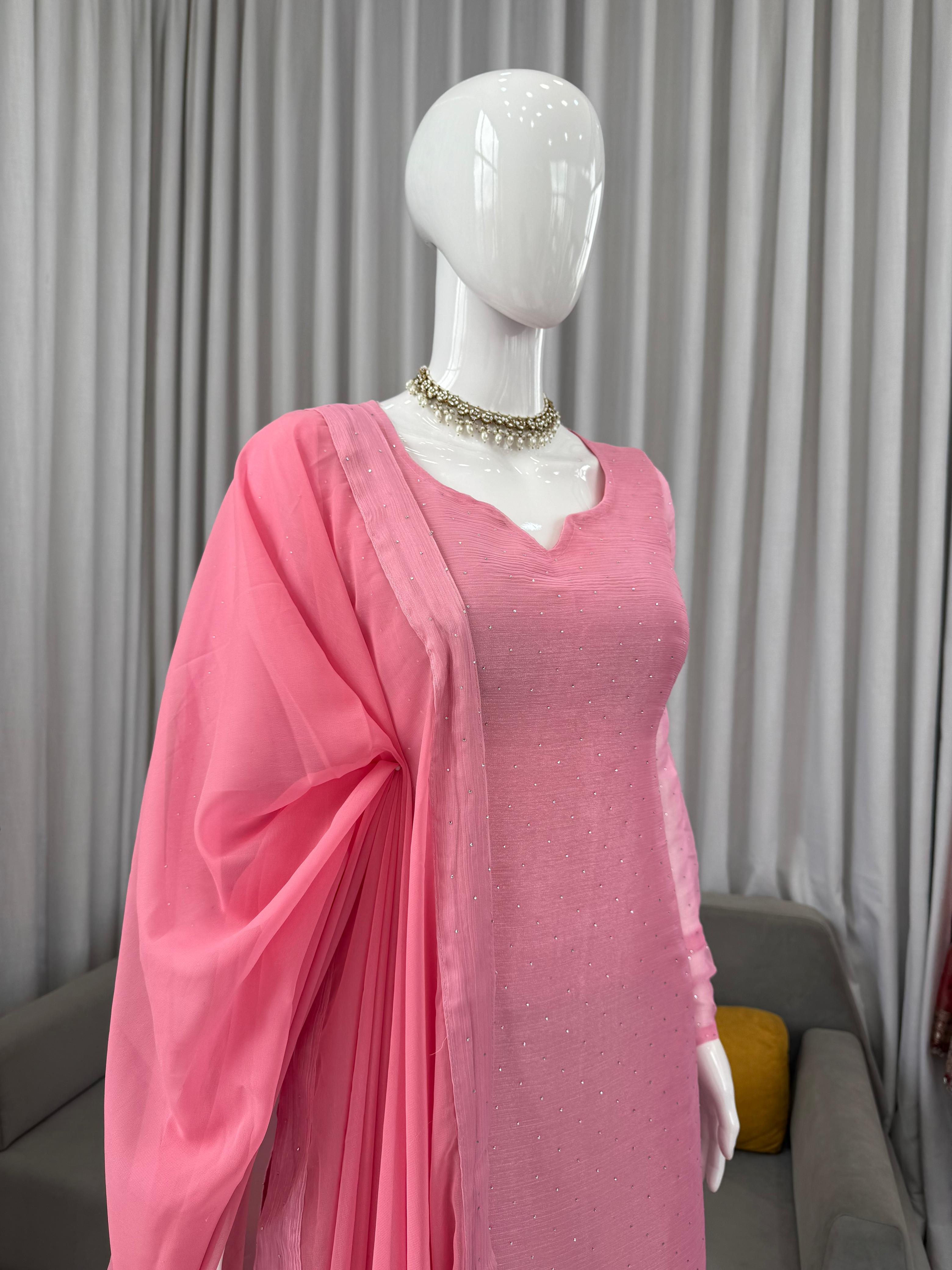 Designer Barbari Silk Suit & Pant Set with Dupatta Designer Barbari Silk Suit & Pant Set with Dupatta