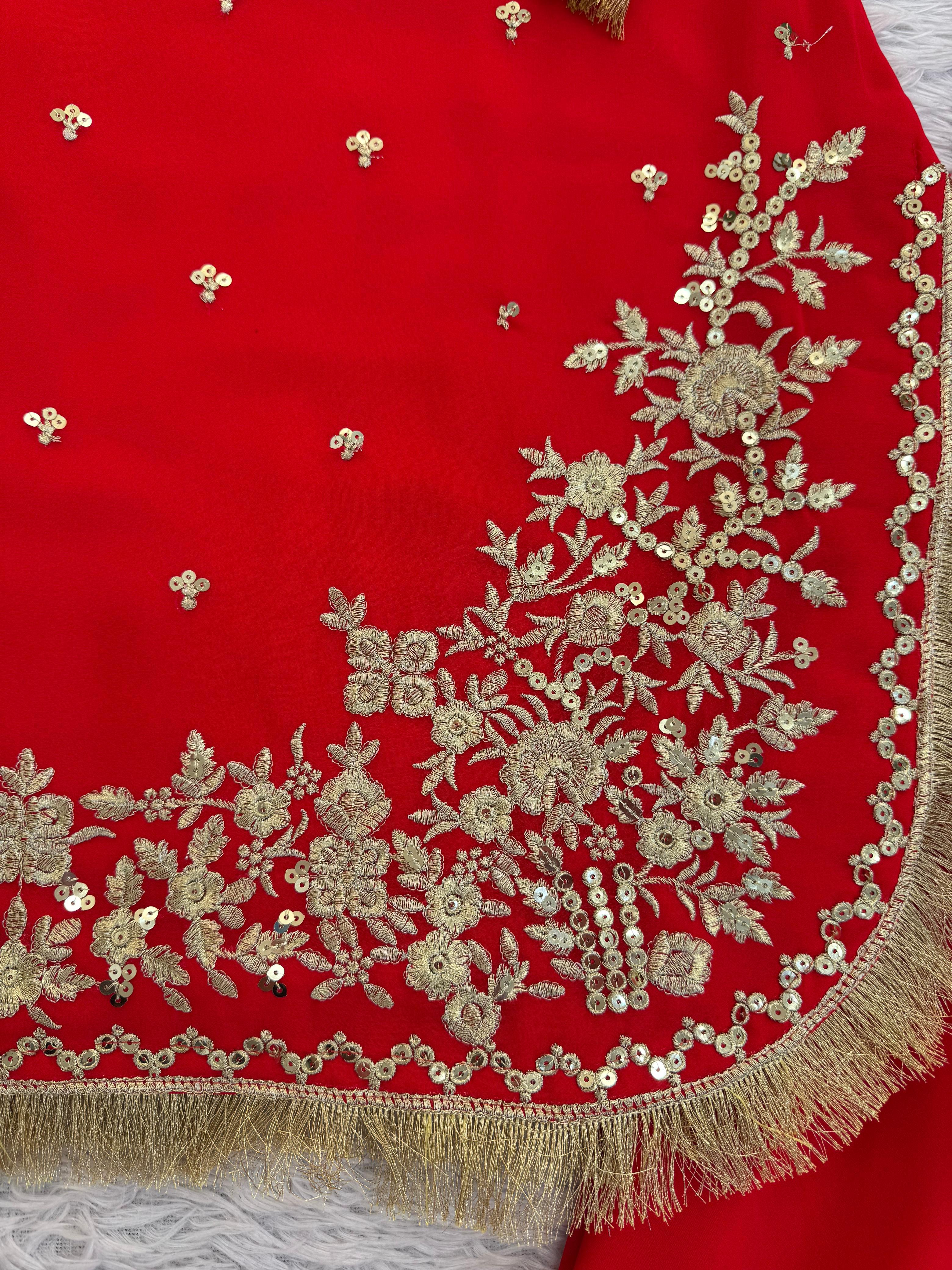 Designer Faux Georgette Sharara Set with Lace Work (Code: 1568) Designer Faux Georgette Sharara Set with Lace Work (Code: 1568)