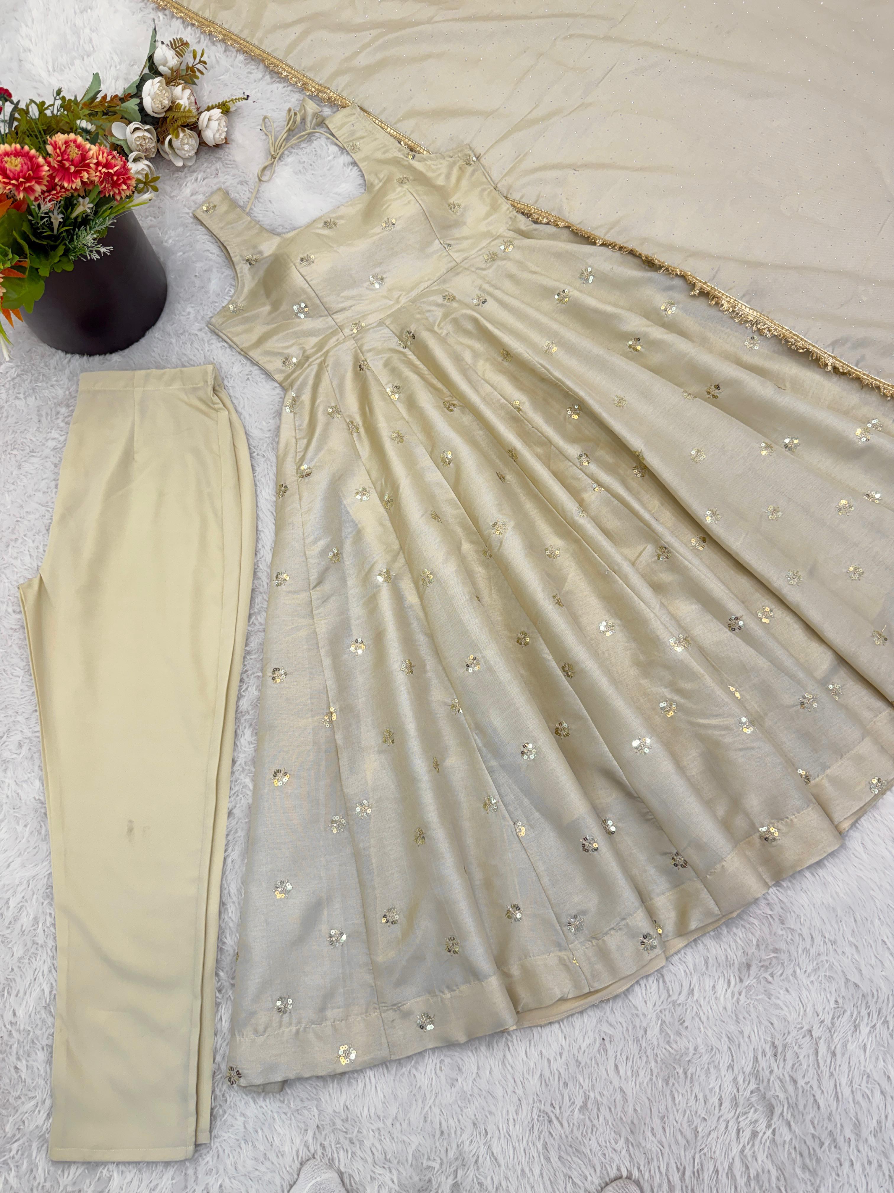 Designer Cosmos Gold Embroidered Gown Set (Code: 5325) Designer Cosmos Gold Embroidered Gown Set (Code: 5325)