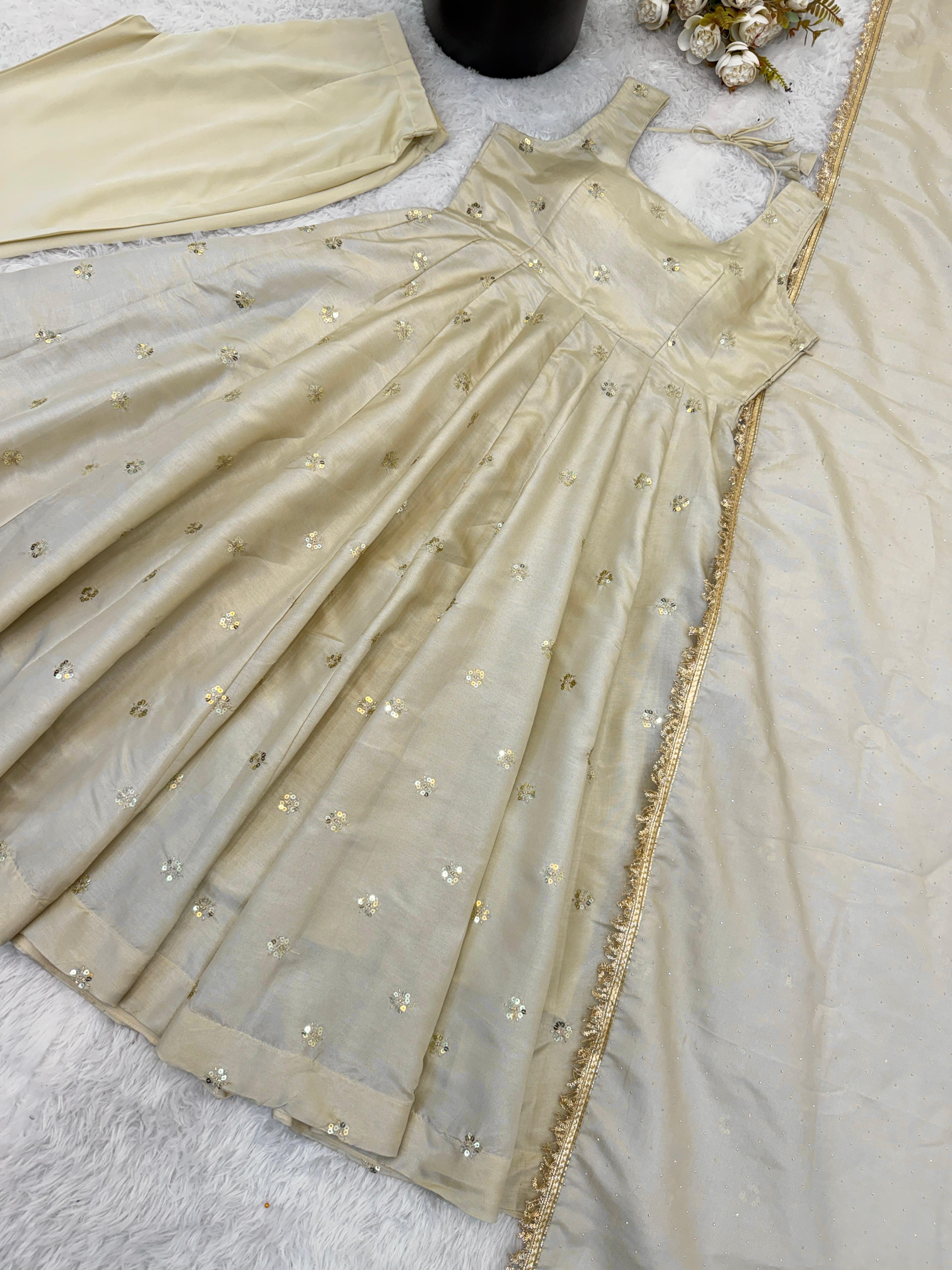 Designer Cosmos Gold Embroidered Gown Set (Code: 5325) Designer Cosmos Gold Embroidered Gown Set (Code: 5325)