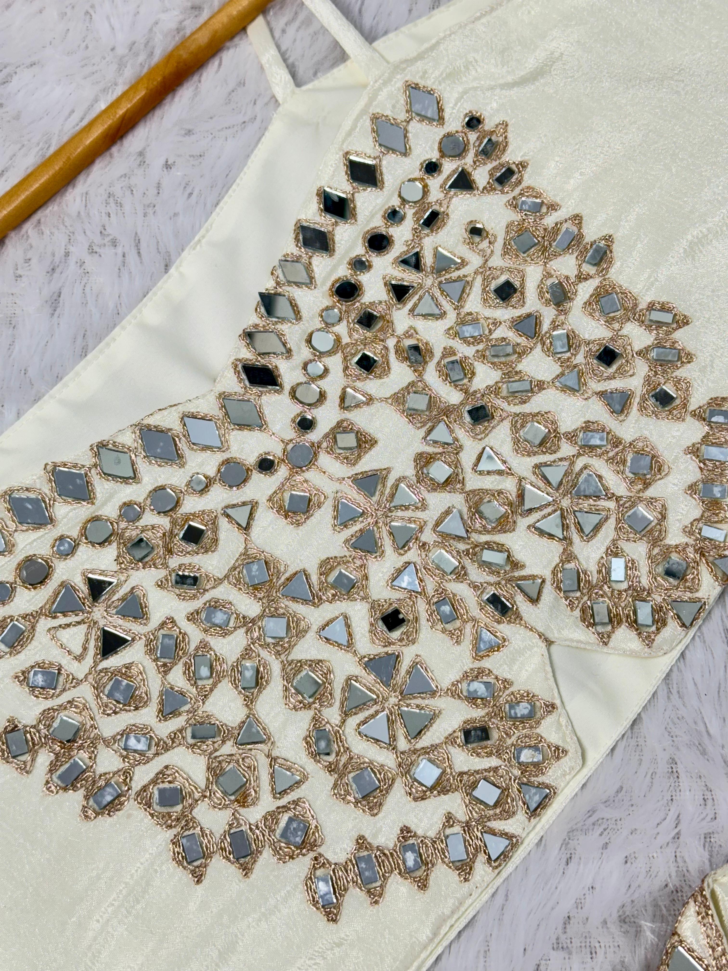 Party Wear Chinon Dress Set with Mirror Work Party Wear Chinon Dress Set with Mirror Work