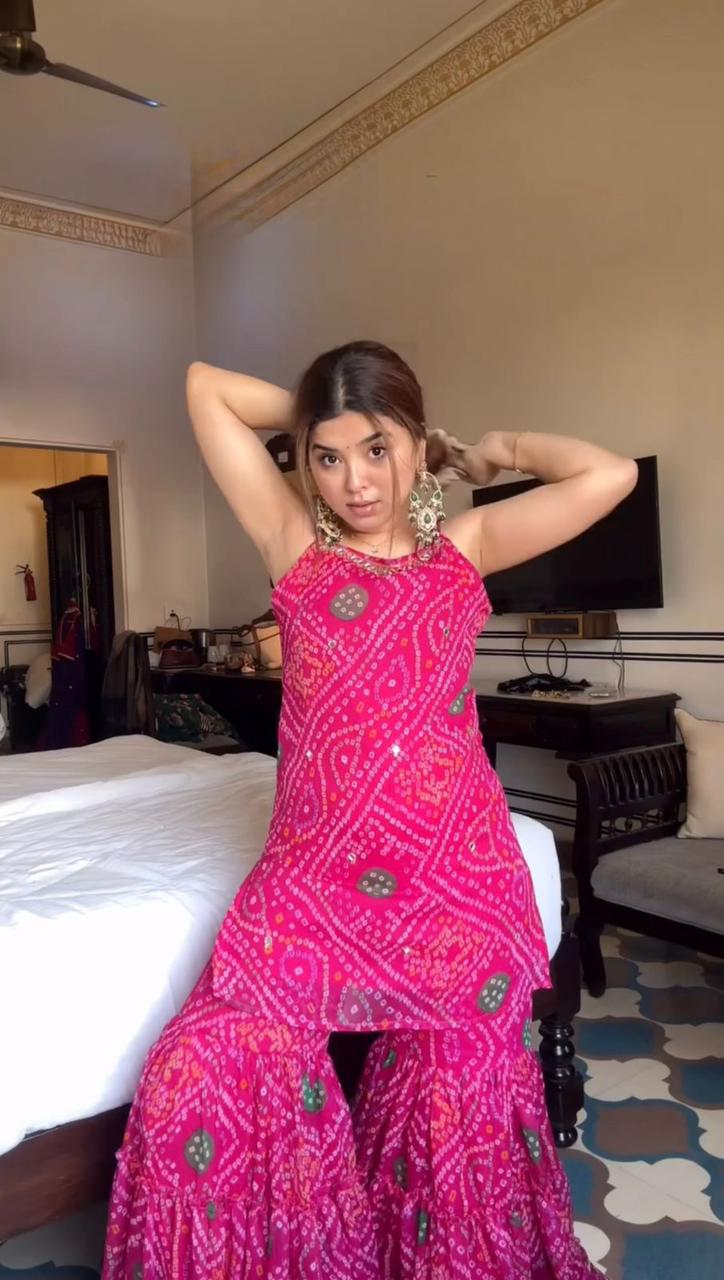 Premium Faux Georgette Sharara Set with Mirror Work (5000 Series) Premium Faux Georgette Sharara Set with Mirror Work (5000 Series)