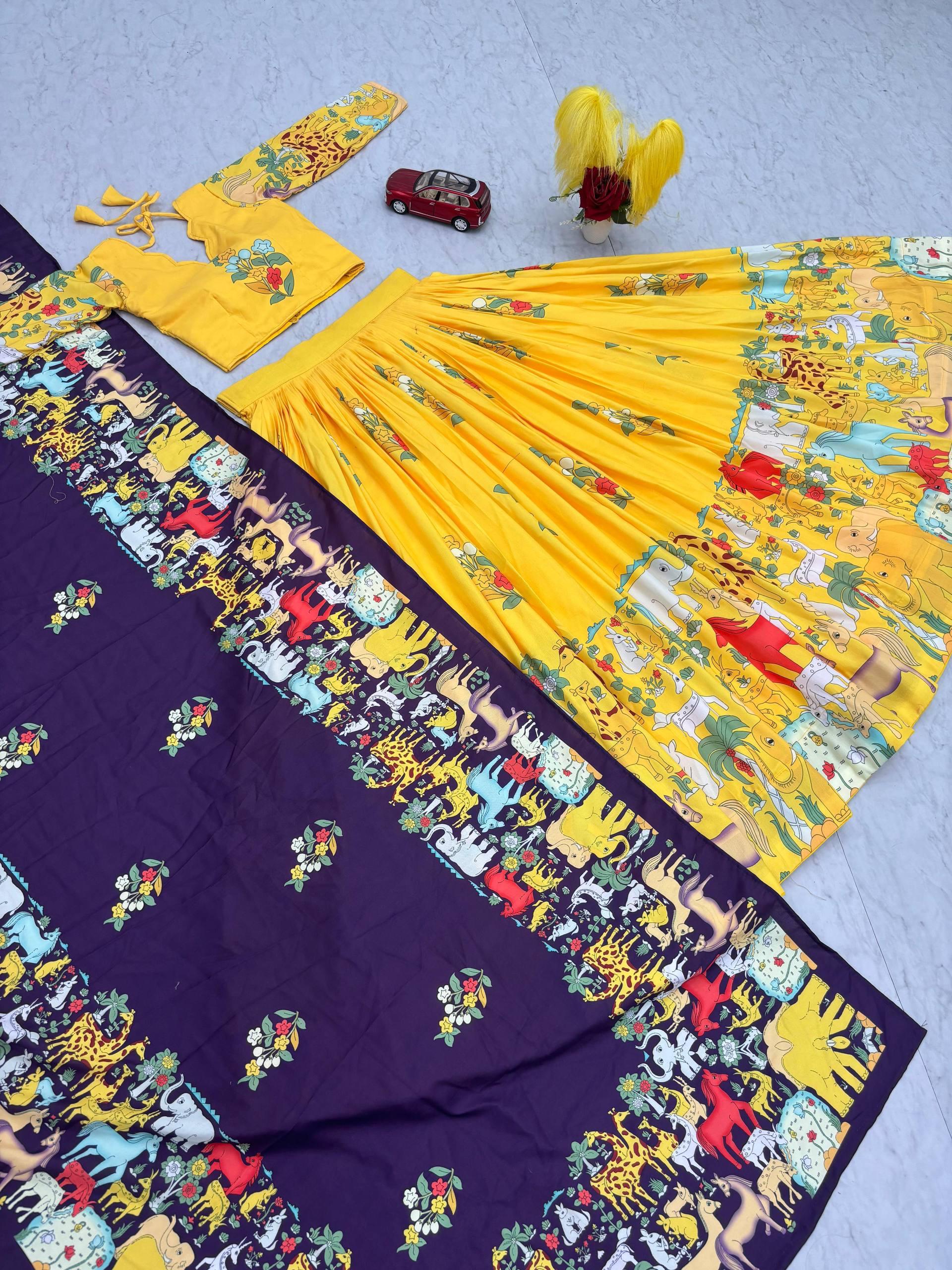 Kalamkari Cotton Lehenga Choli Set Kalamkari Cotton Lehenga Choli Set