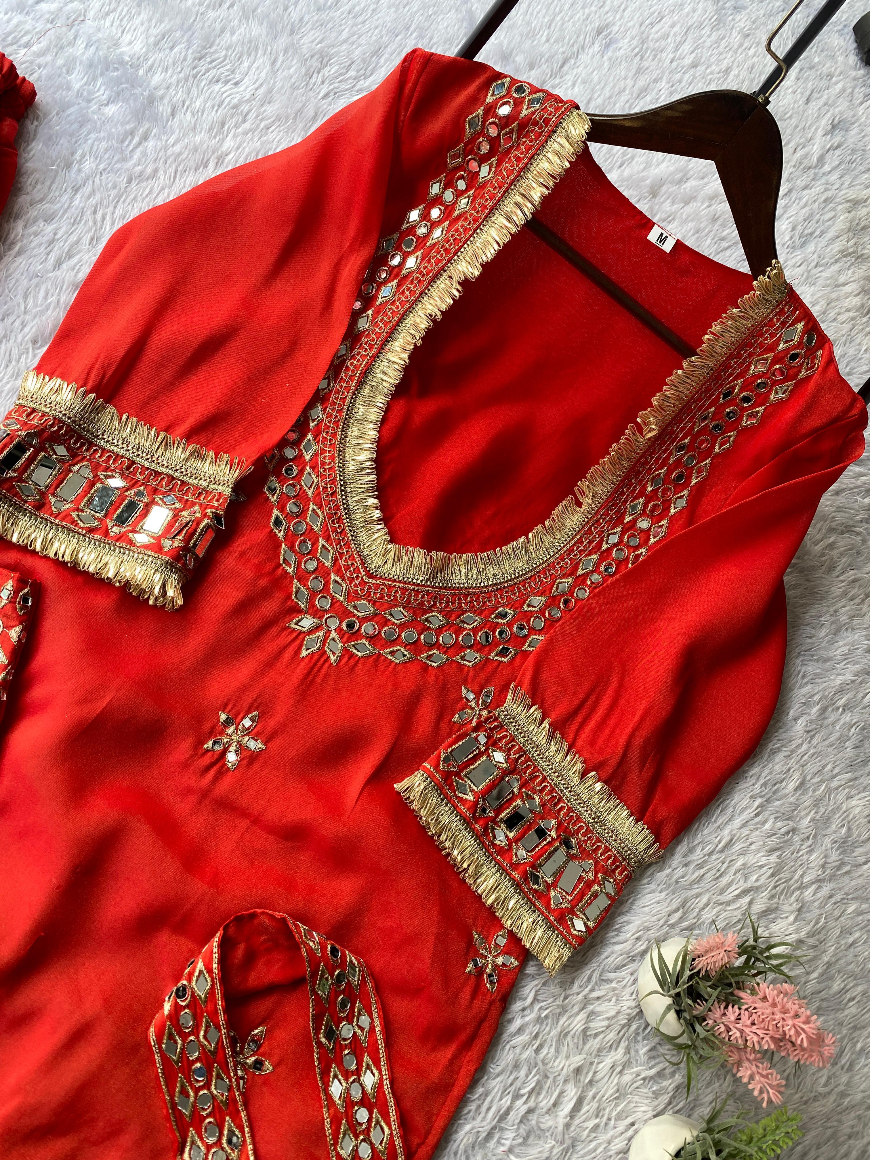 Exclusive 4-Piece Palazzo Set with Real Mirror Work Exclusive 4-Piece Palazzo Set with Real Mirror Work