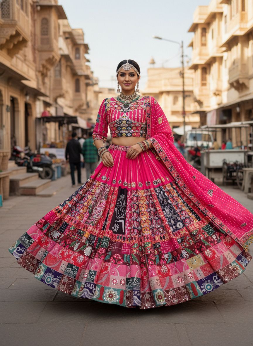 Navratri Special Muslin Cotton Chaniya Choli with Real Mirror Work Navratri Special Muslin Cotton Chaniya Choli with Real Mirror Work