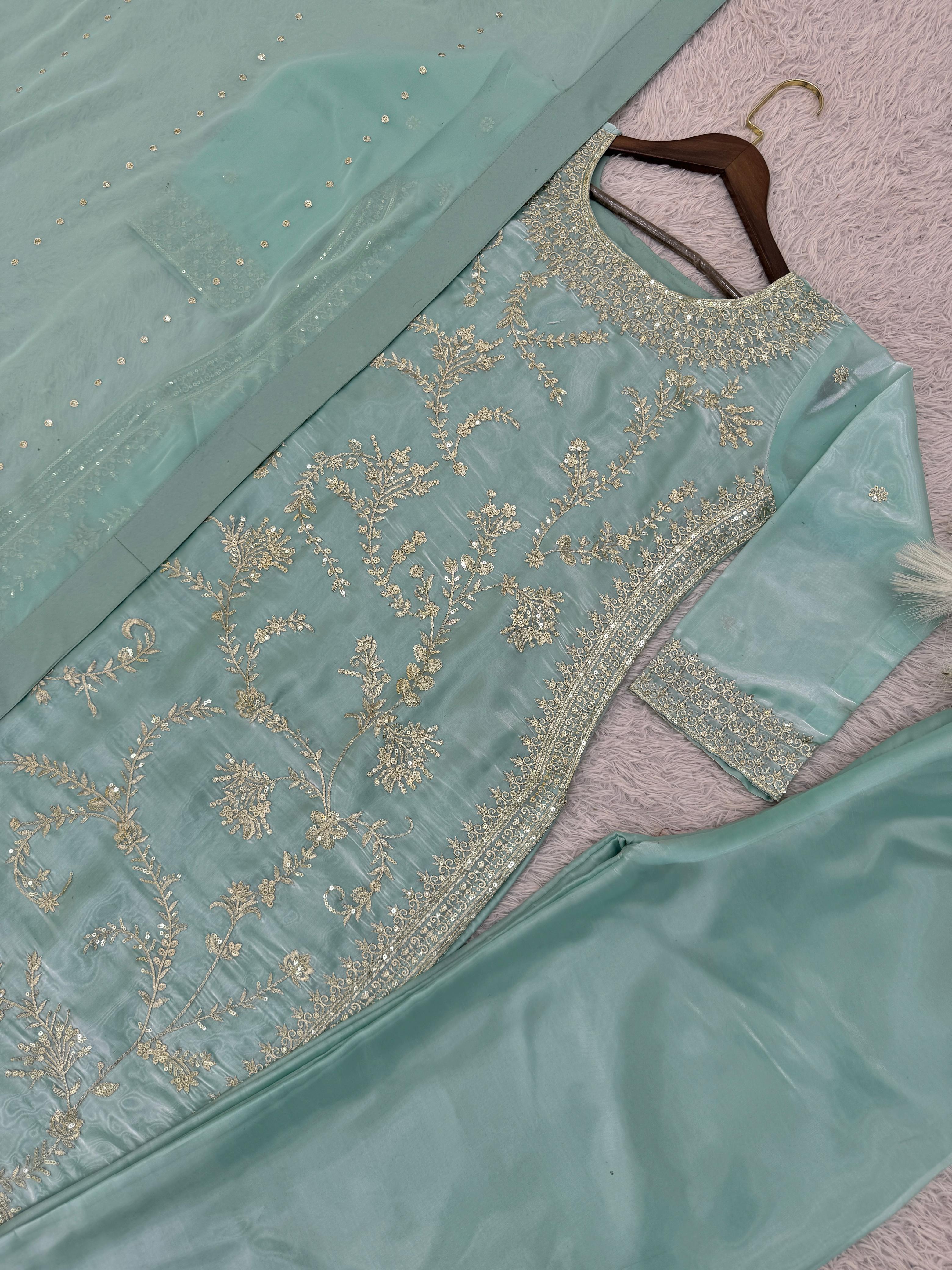 Fancy Embroidered Top-Plazzo Set with Dupatta Fancy Embroidered Top-Plazzo Set with Dupatta