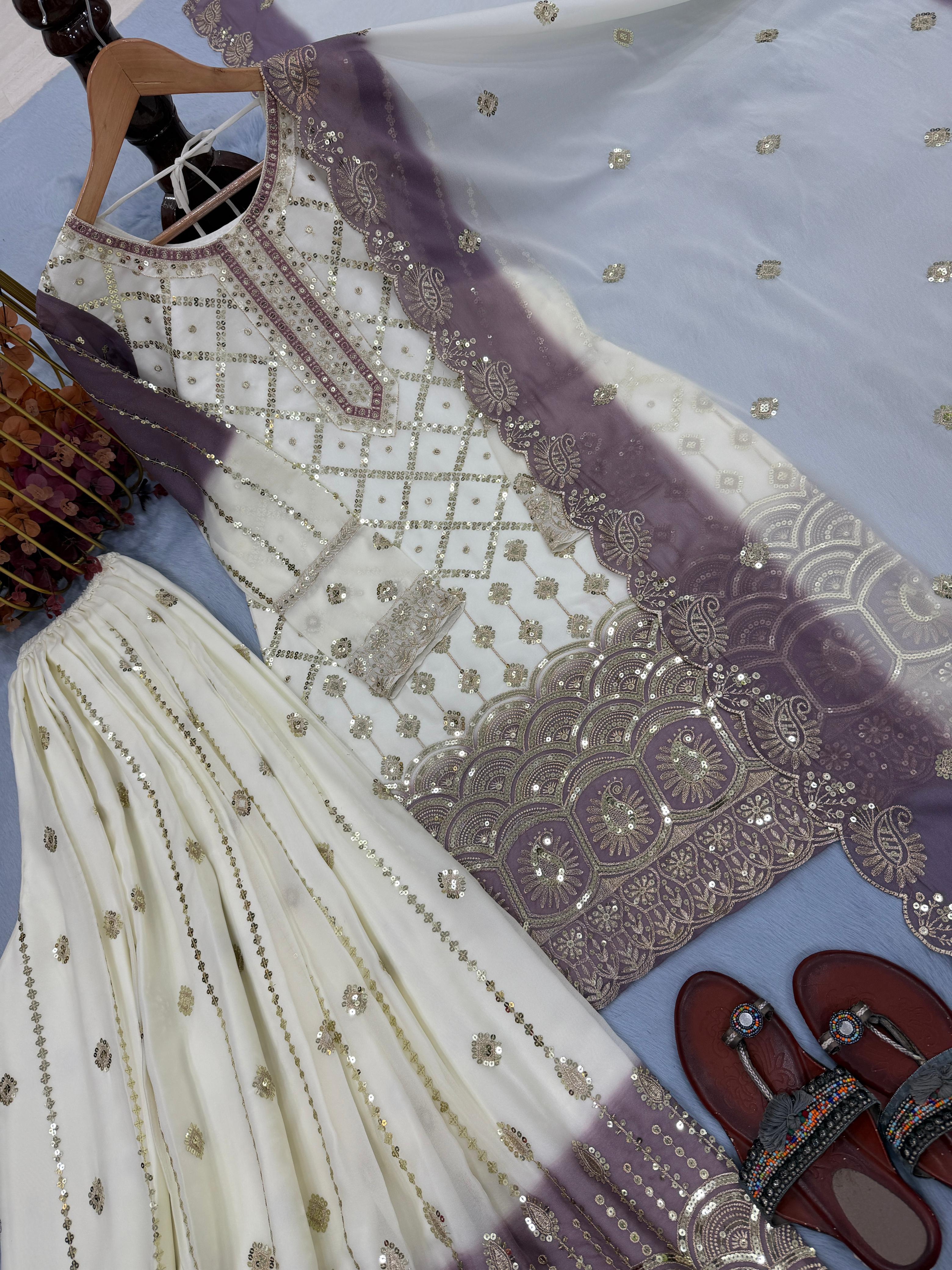 Designer Party Wear Dual Tone Georgette Top Plazzo Set Designer Party Wear Dual Tone Georgette Top Plazzo Set