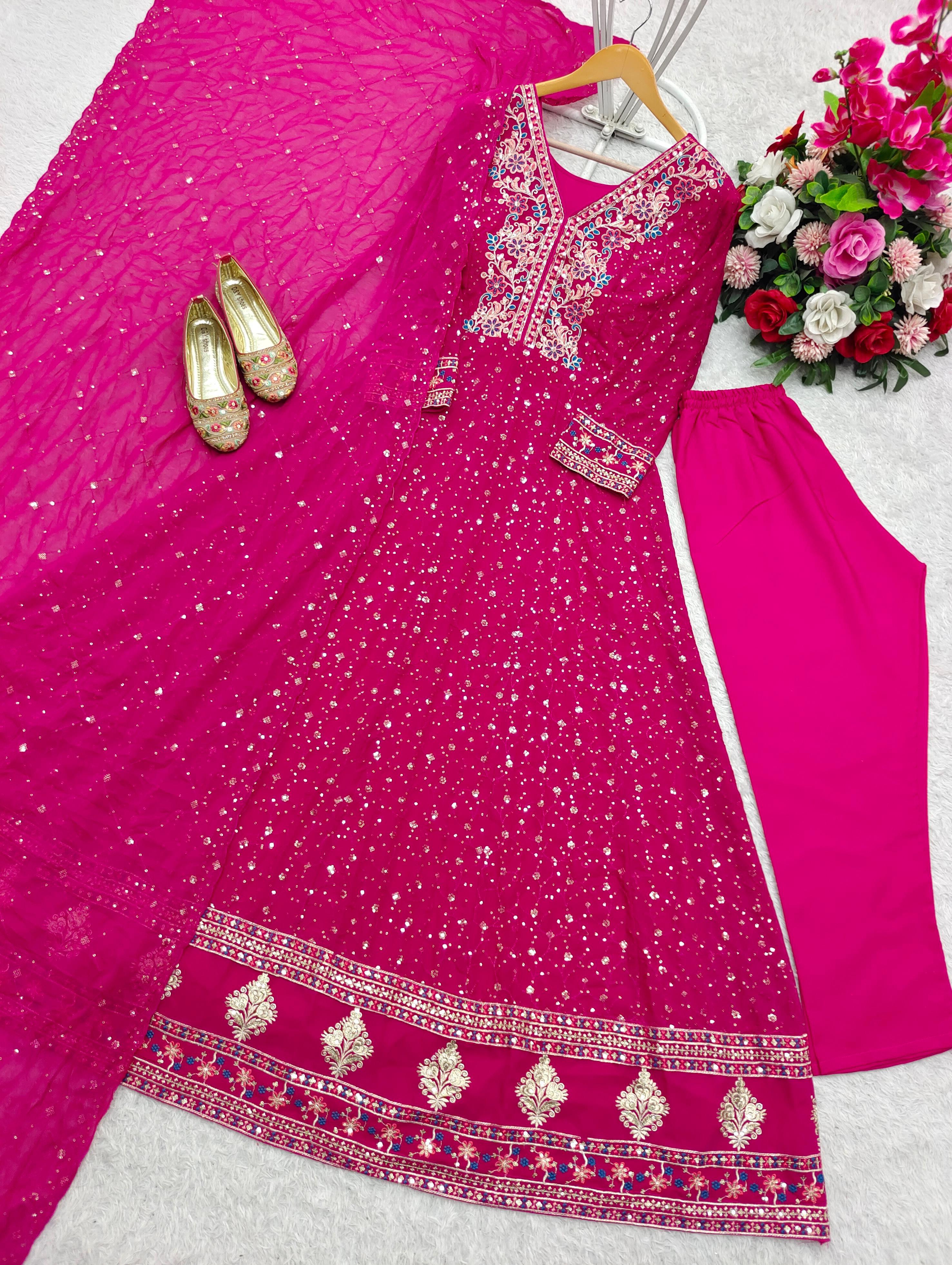 Designer Embroidered Georgette Gown Set Designer Embroidered Georgette Gown Set