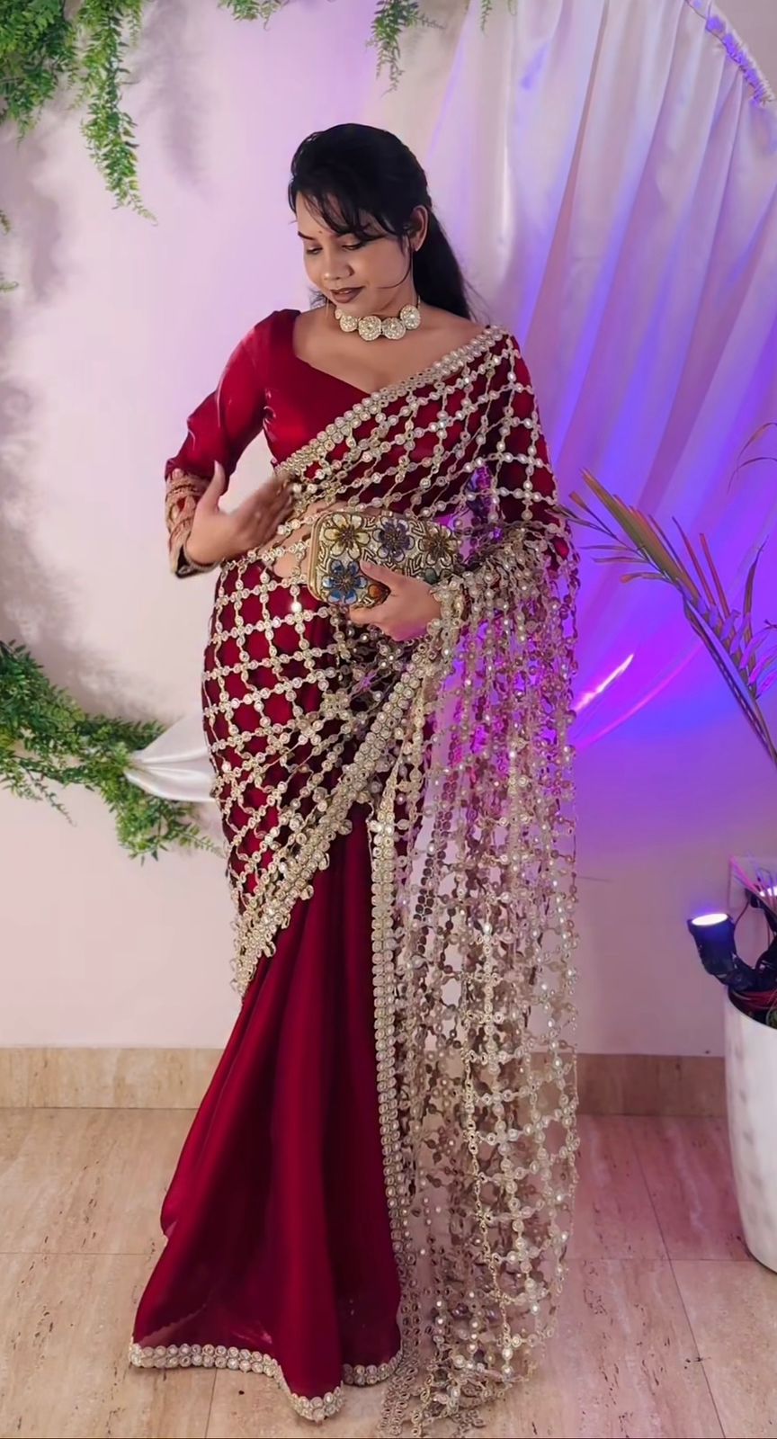 Designer Fendy Silk Saree with Real Mirror Work Designer Fendy Silk Saree with Real Mirror Work