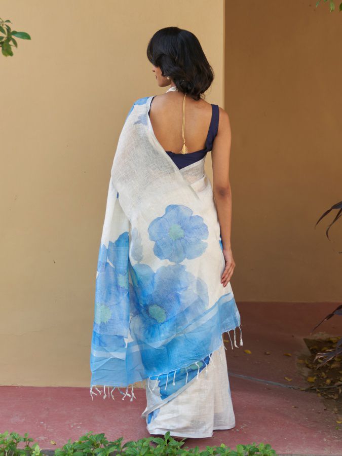 Linen Cotton Digital Printed Saree with Blouse Linen Cotton Digital Printed Saree with Blouse