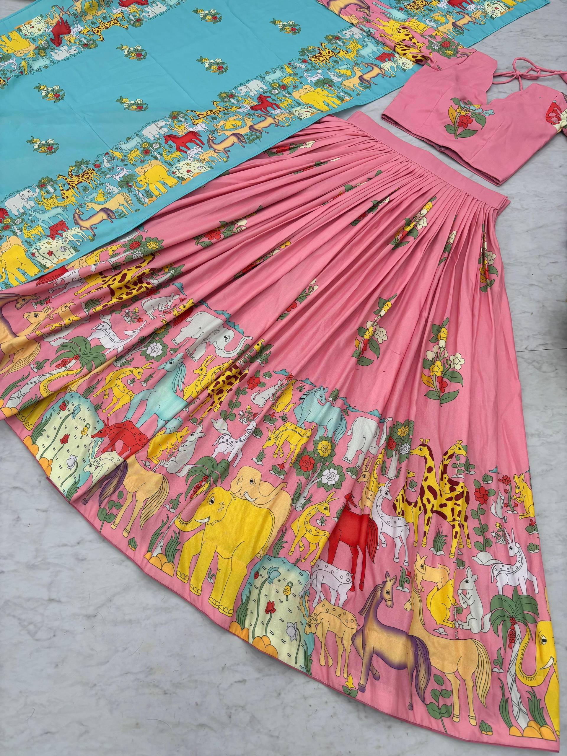 Kalamkari Cotton Lehenga Choli Set Kalamkari Cotton Lehenga Choli Set