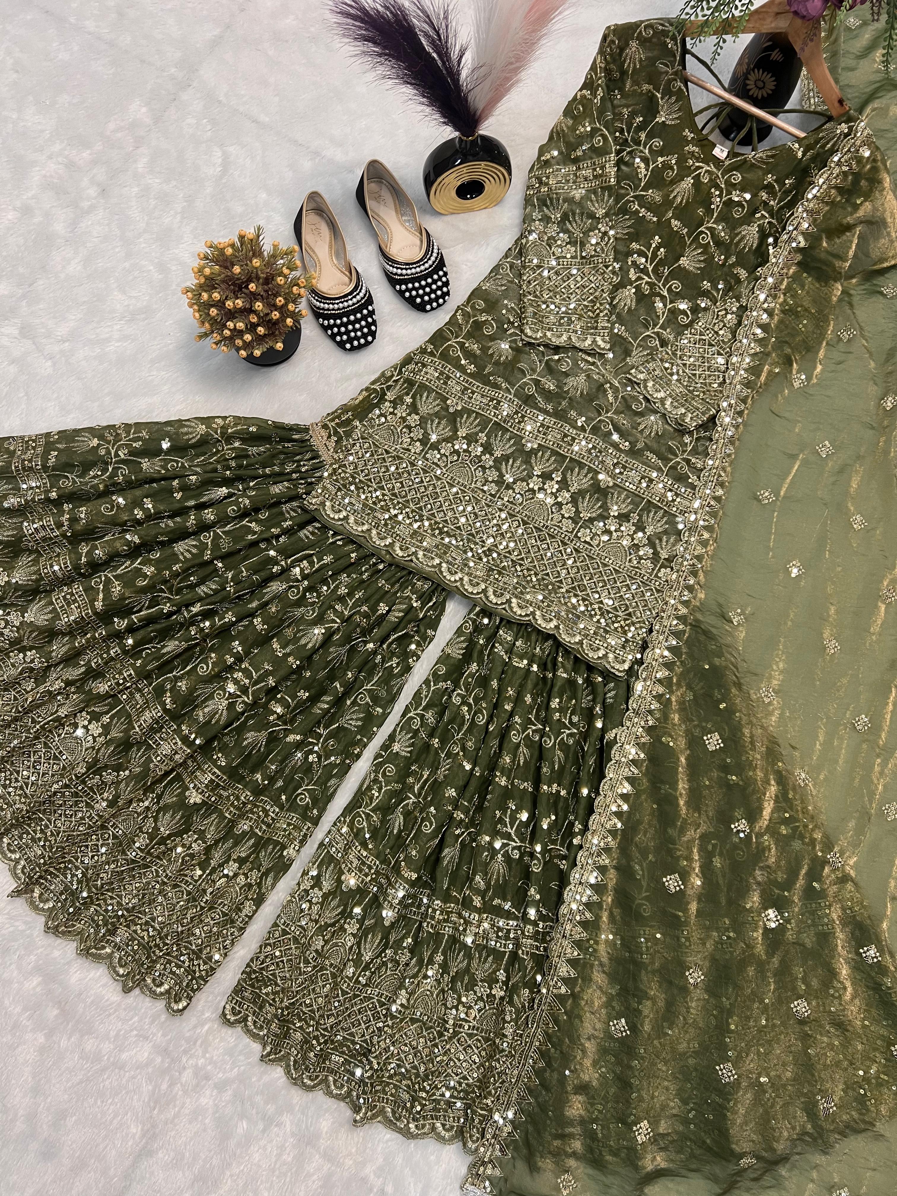 Designer Party Wear Top Sharara Palazzo Set with Dupatta Designer Party Wear Top Sharara Palazzo Set with Dupatta