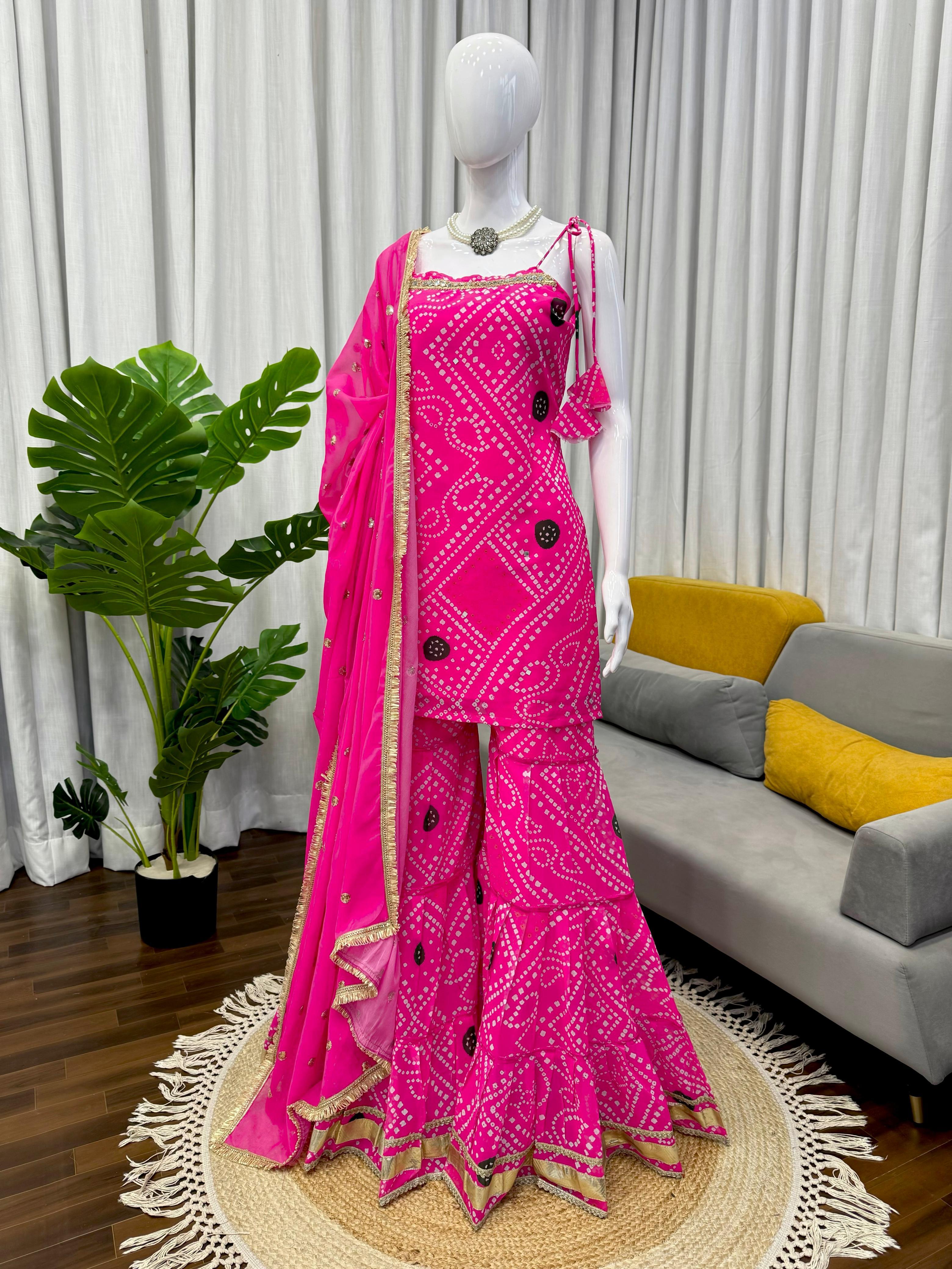 Premium Faux Georgette Sharara Set with Mirror Work (5000 Series) Premium Faux Georgette Sharara Set with Mirror Work (5000 Series)