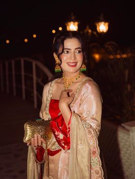 Pure Tissue Kurti Plazzo Set with Embroidered Dupatta