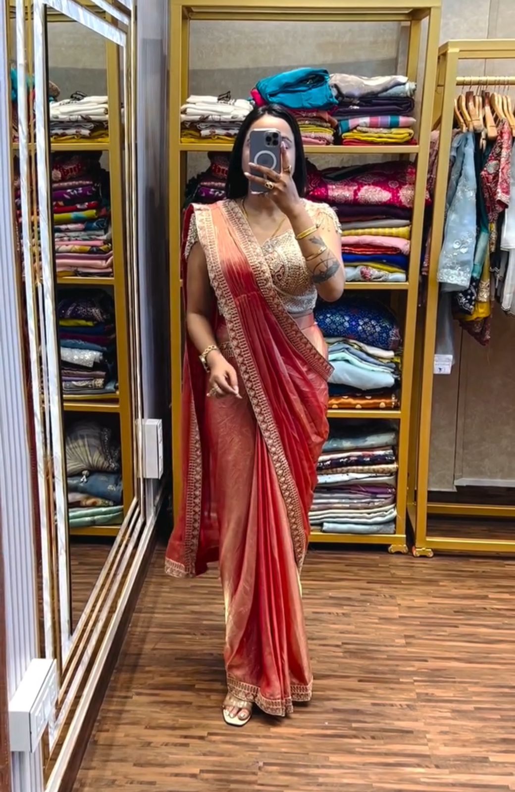 Ready to Wear Embroidery Sequence Work Saree with Blouse Ready to Wear Embroidery Sequence Work Saree with Blouse