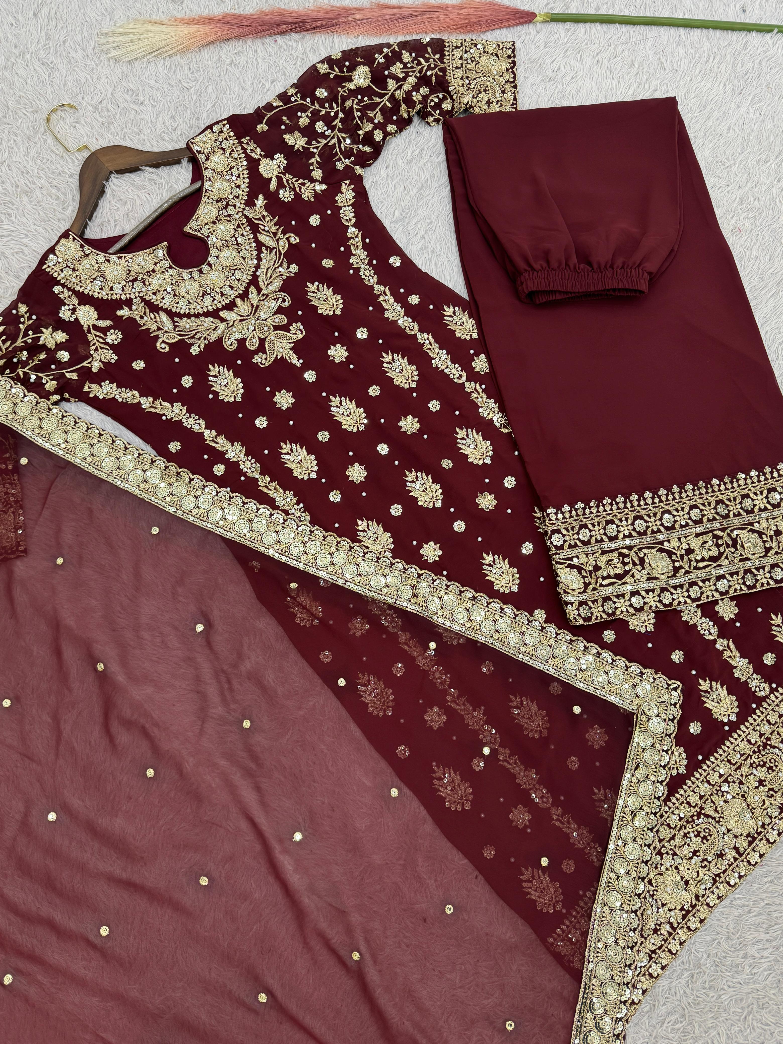 Heavy Embroidered Top-Plazzo Set with Dupatta Heavy Embroidered Top-Plazzo Set with Dupatta