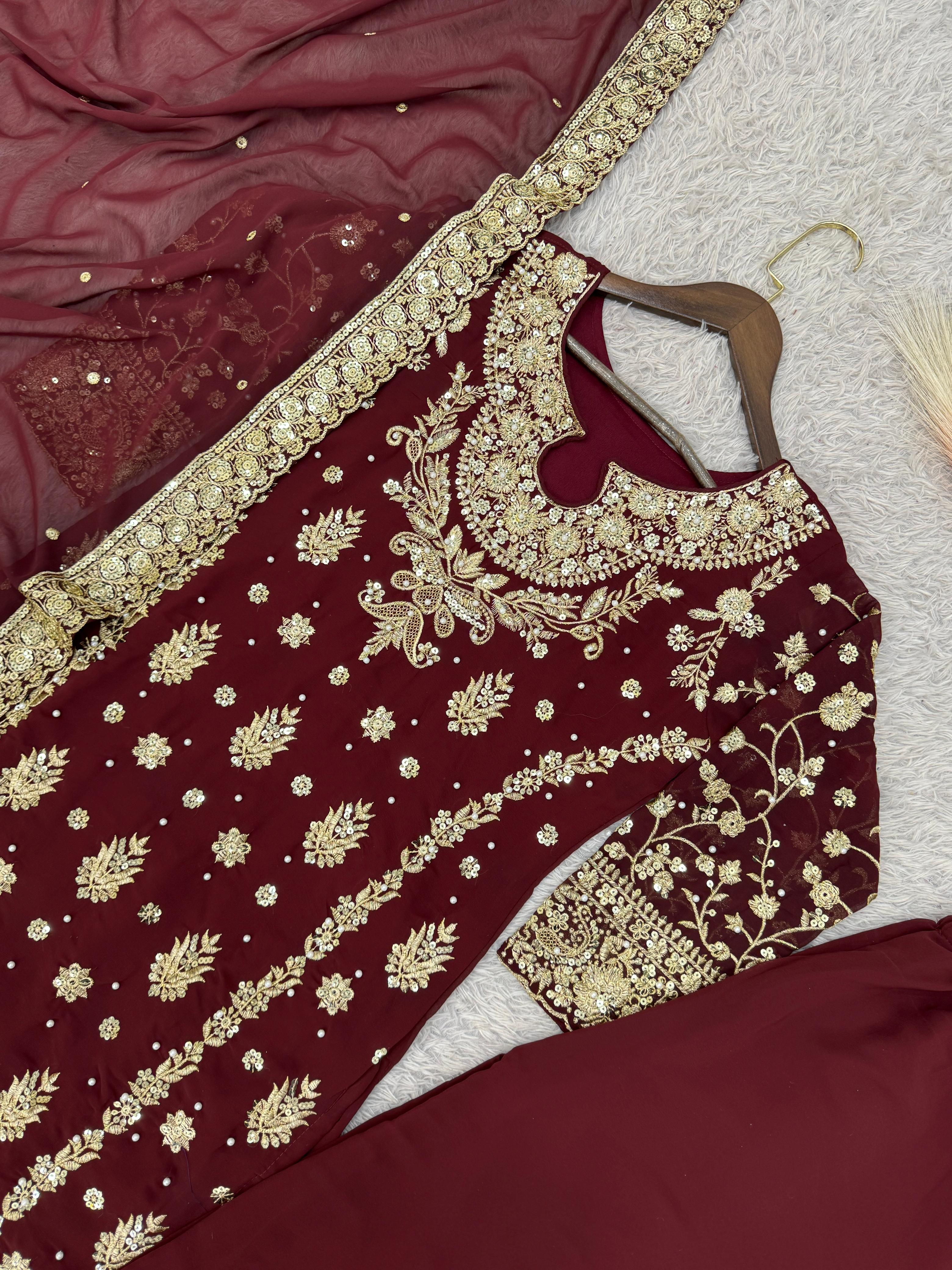 Heavy Embroidered Top-Plazzo Set with Dupatta Heavy Embroidered Top-Plazzo Set with Dupatta