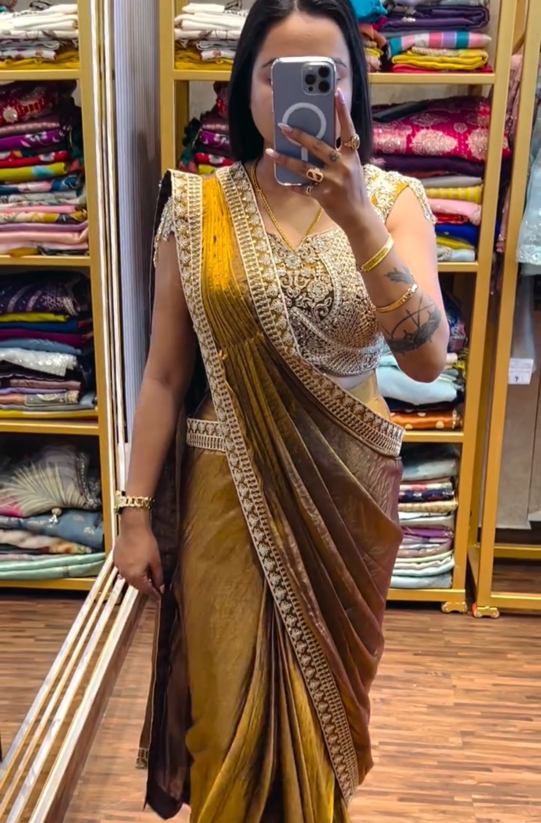 Ready to Wear Embroidery Sequence Work Saree with Blouse Ready to Wear Embroidery Sequence Work Saree with Blouse