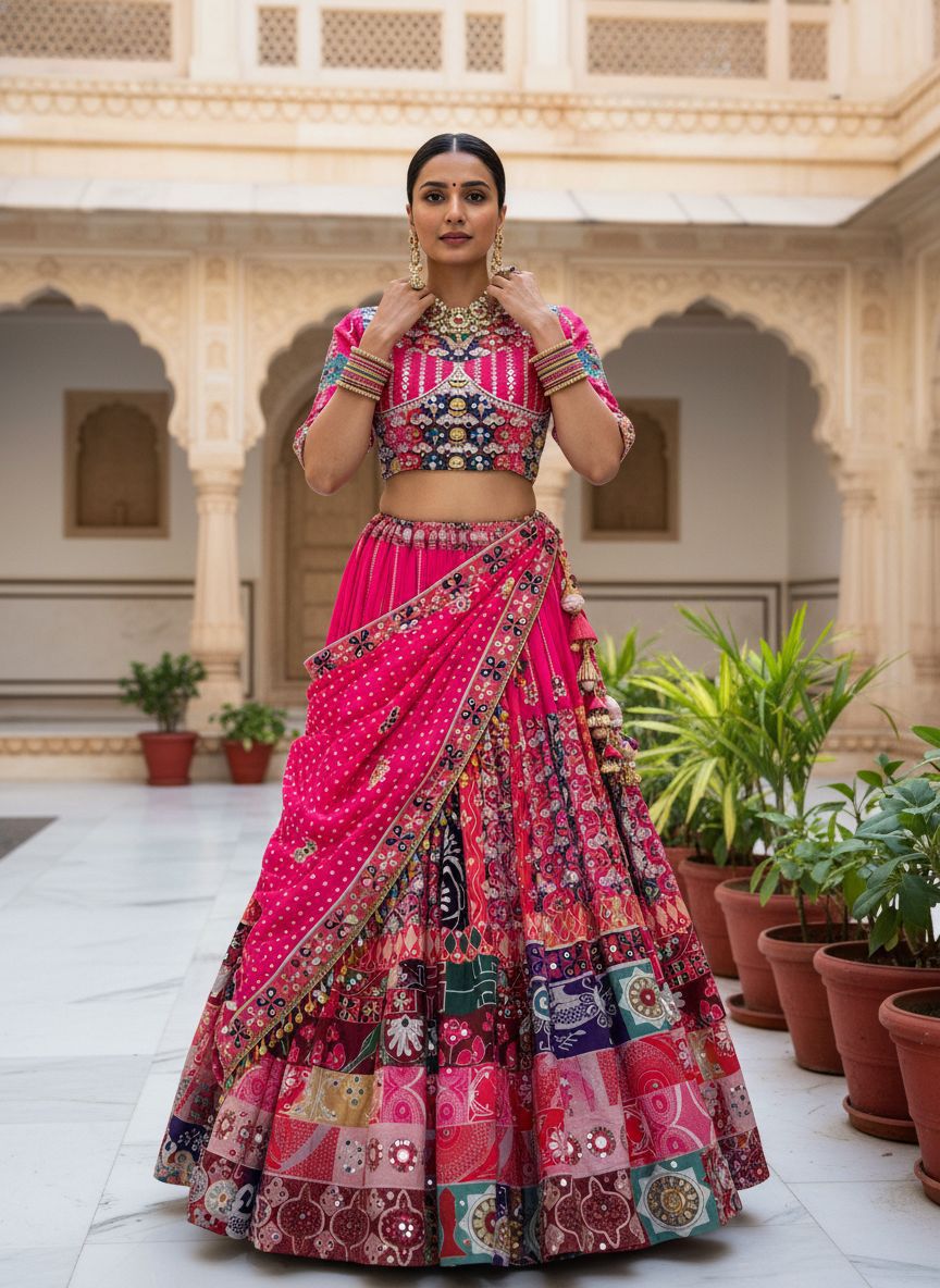 Navratri Special Muslin Cotton Chaniya Choli with Real Mirror Work Navratri Special Muslin Cotton Chaniya Choli with Real Mirror Work