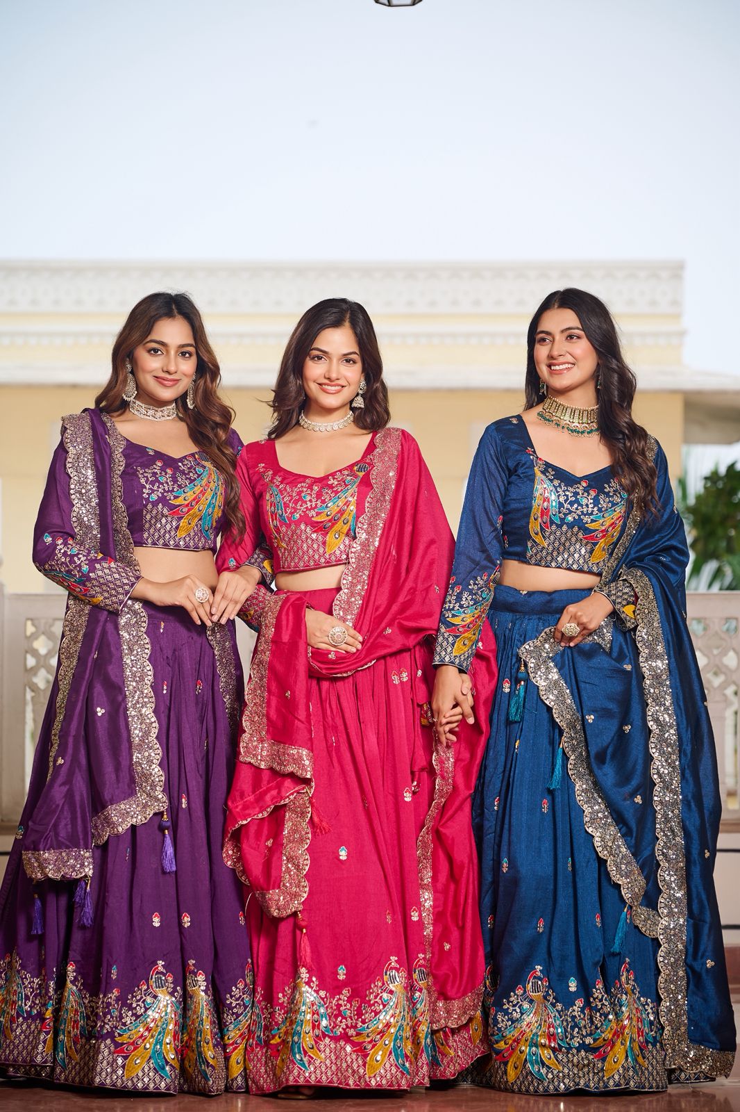 Designer Embroidered Vichitra Lehenga Choli Set Designer Embroidered Vichitra Lehenga Choli Set