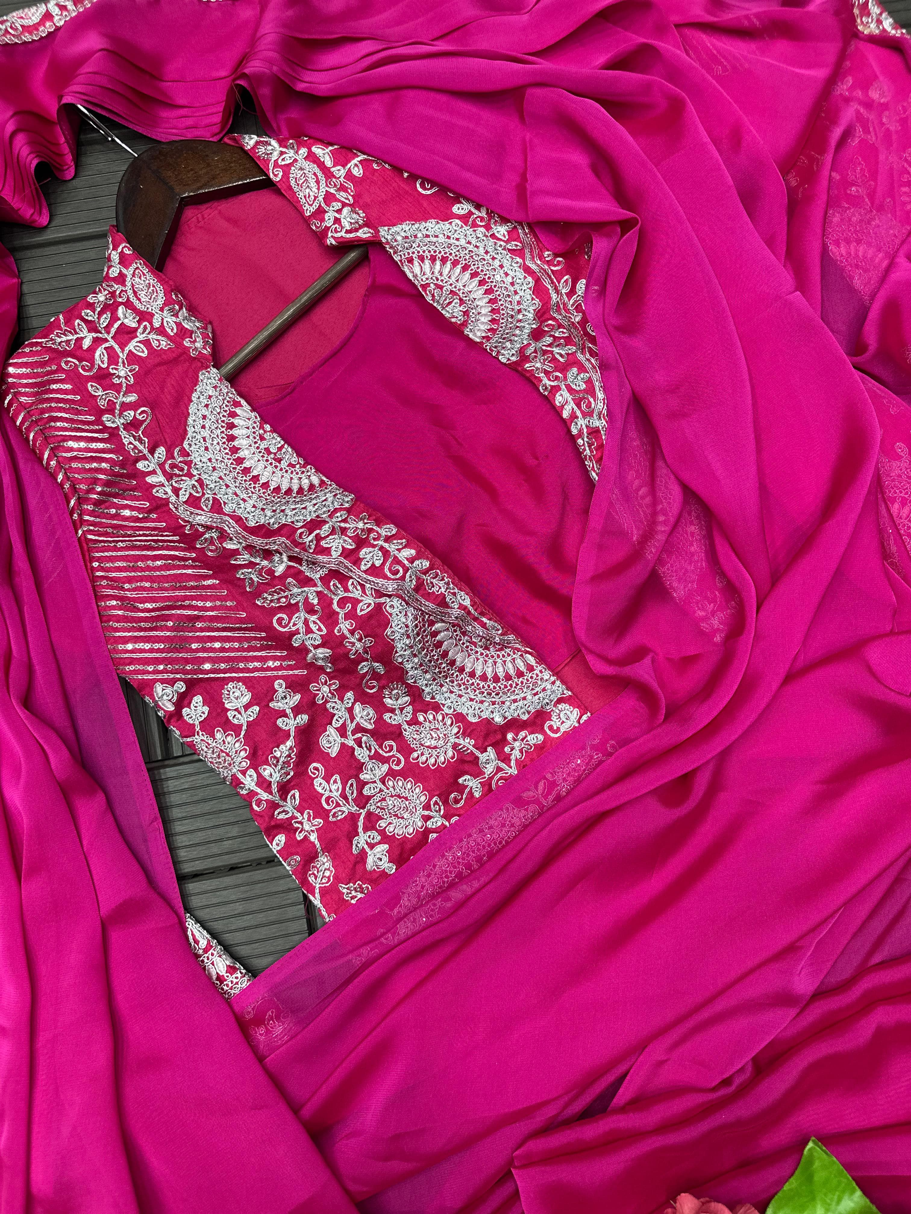 Ready to Wear Embroidery Sequence Saree with Full Koti Jacket Ready to Wear Embroidery Sequence Saree with Full Koti Jacket