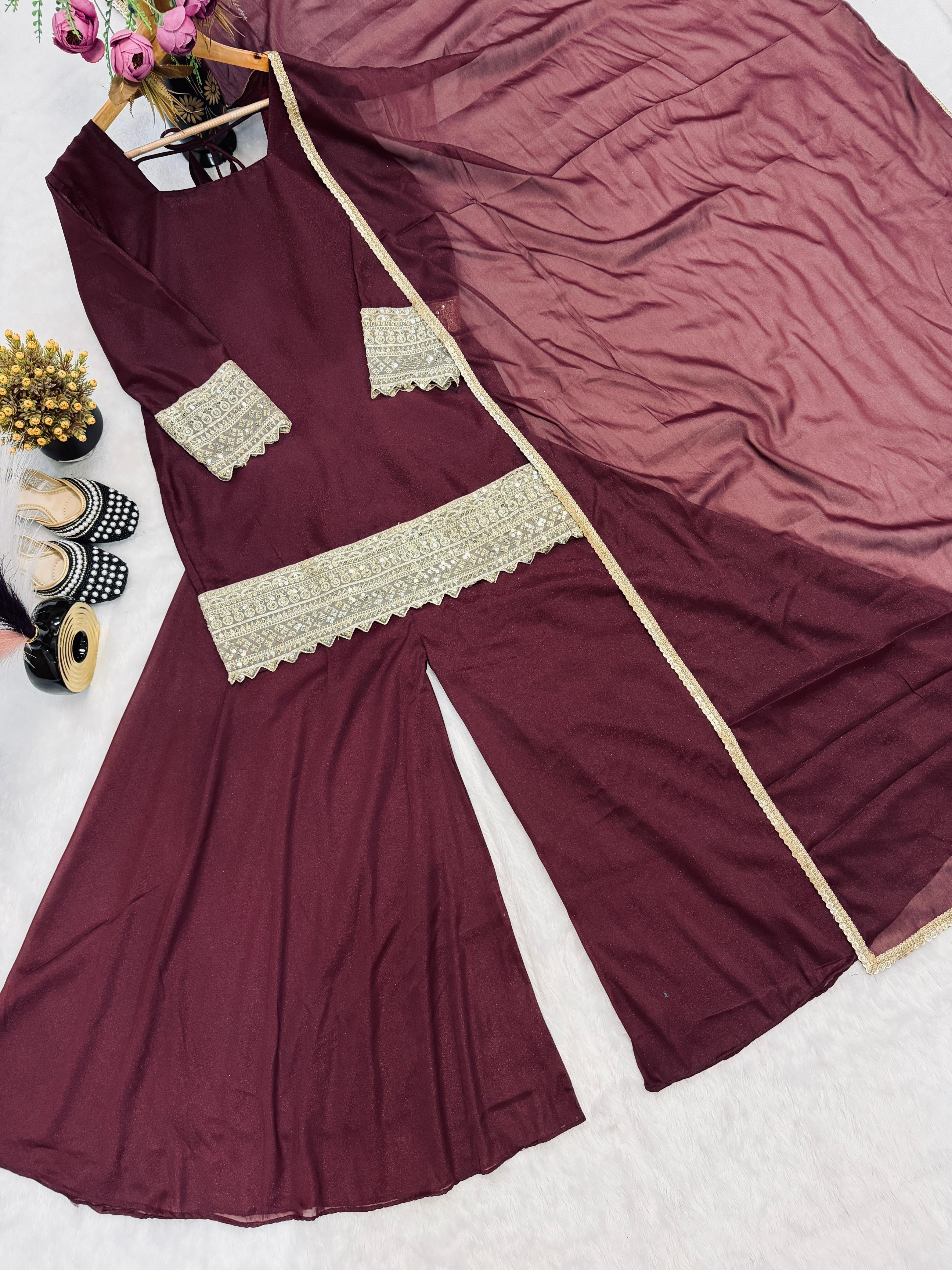 Designer Embroidered Sharara Plazo Set Designer Embroidered Sharara Plazo Set