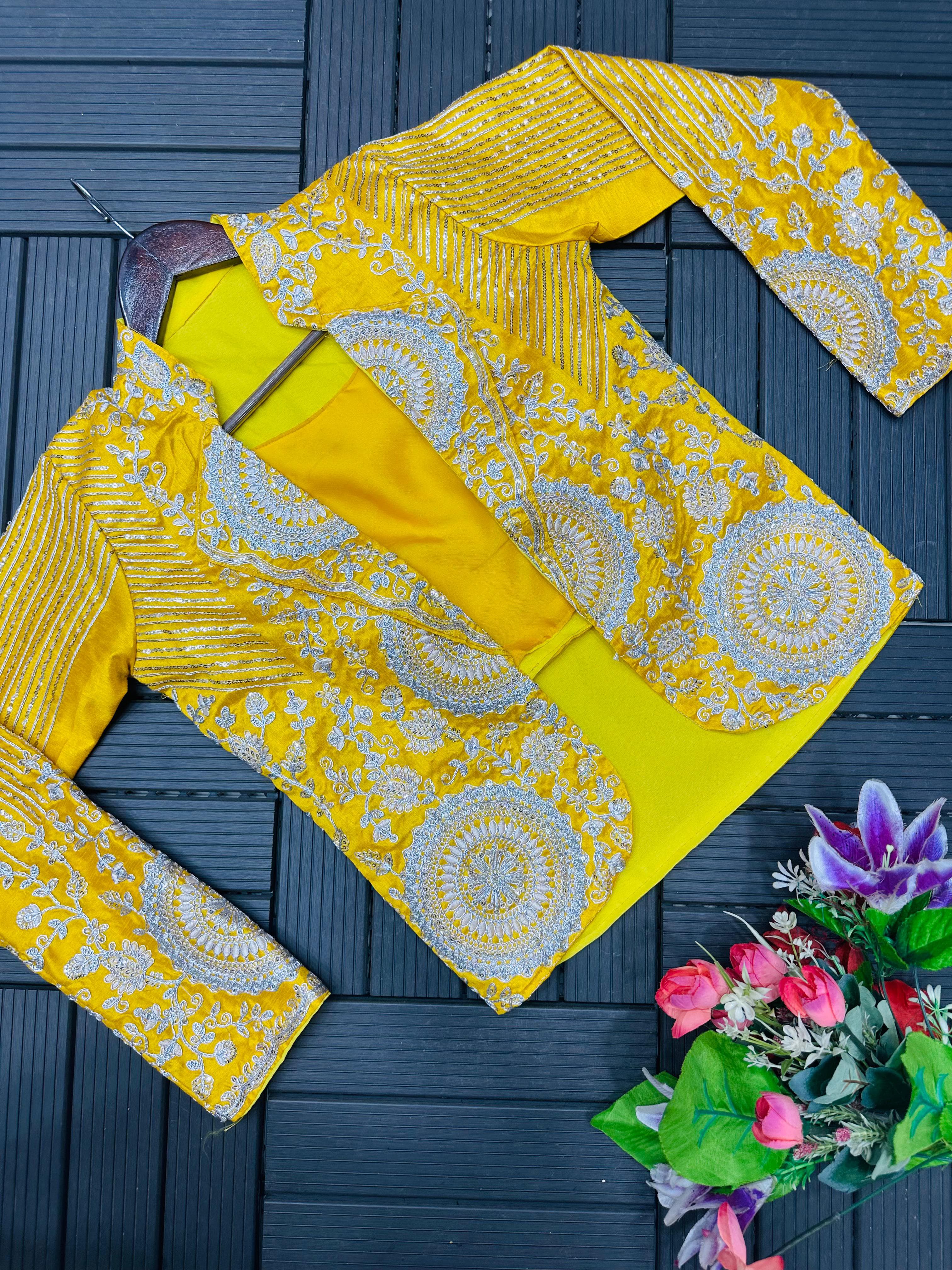 Ready to Wear Embroidery Sequence Saree with Full Koti Jacket Ready to Wear Embroidery Sequence Saree with Full Koti Jacket