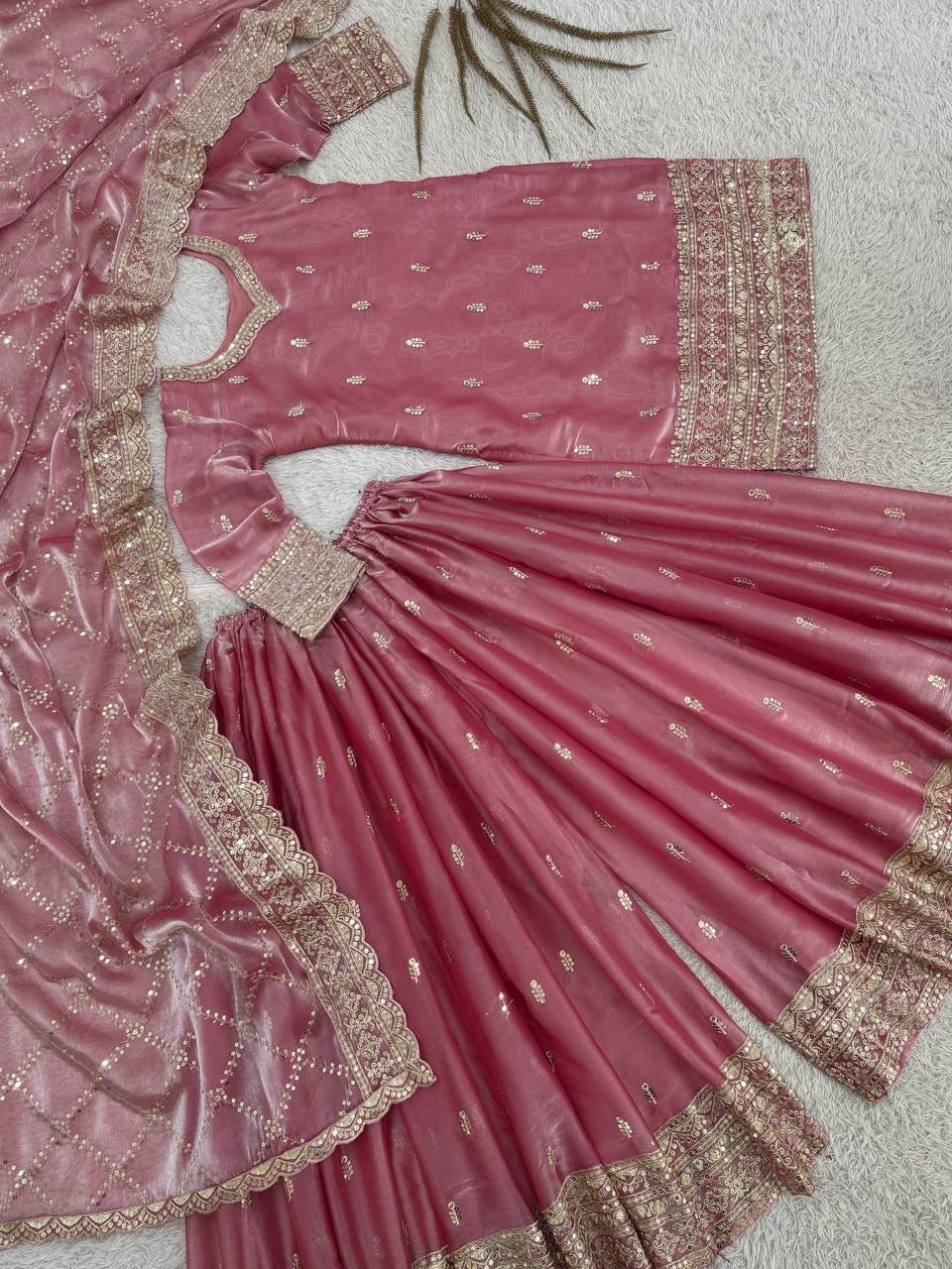 Ready-to-Wear Fancy Embroidered Top-Plazzo Set with Dupatta Ready-to-Wear Fancy Embroidered Top-Plazzo Set with Dupatta