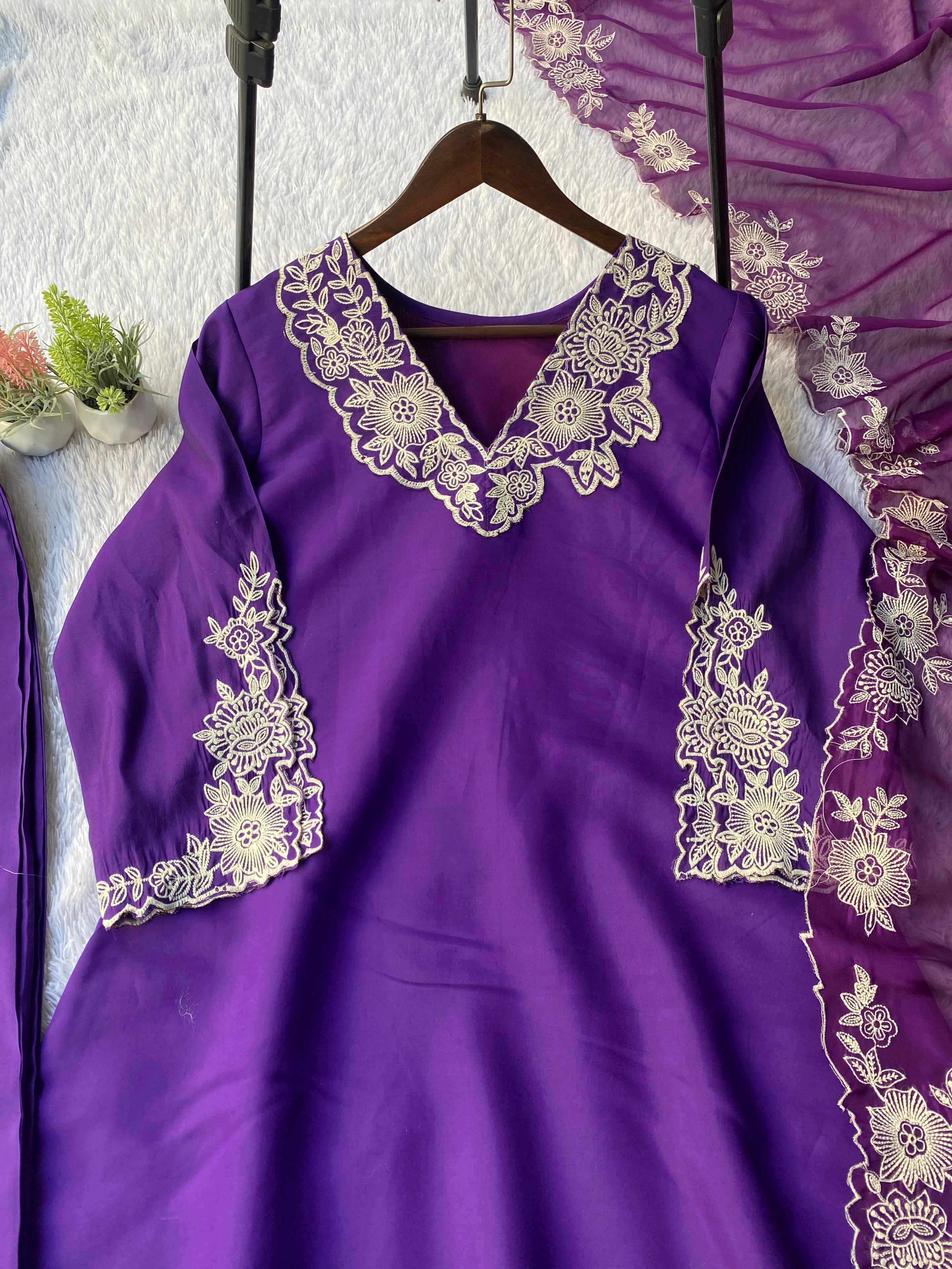 Embroidered Roman Silk Top Pant Dupatta Set Embroidered Roman Silk Top Pant Dupatta Set